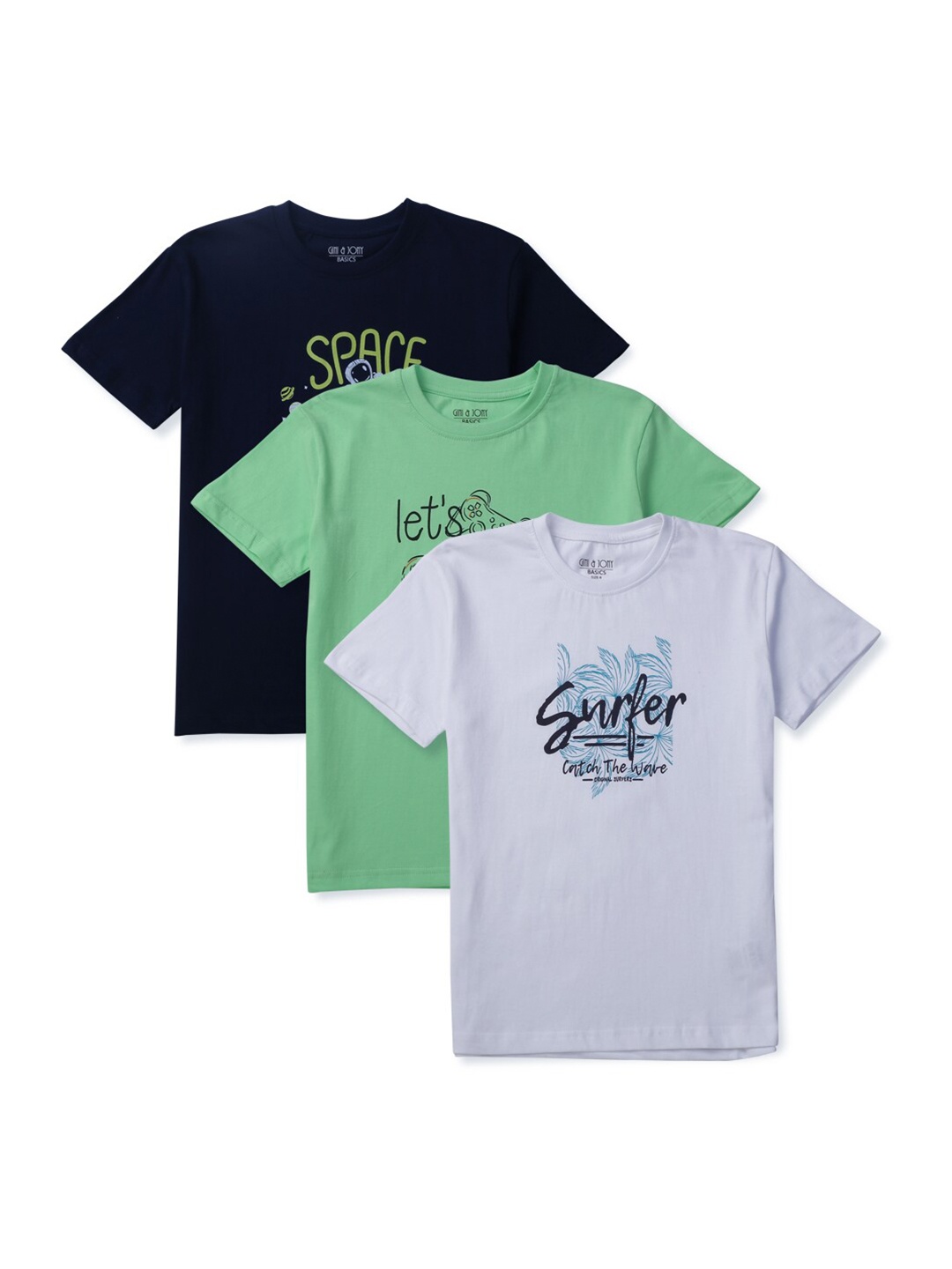 

Gini and Jony Boys Multicoloured Typography 3 Printed T-shirt, Multi
