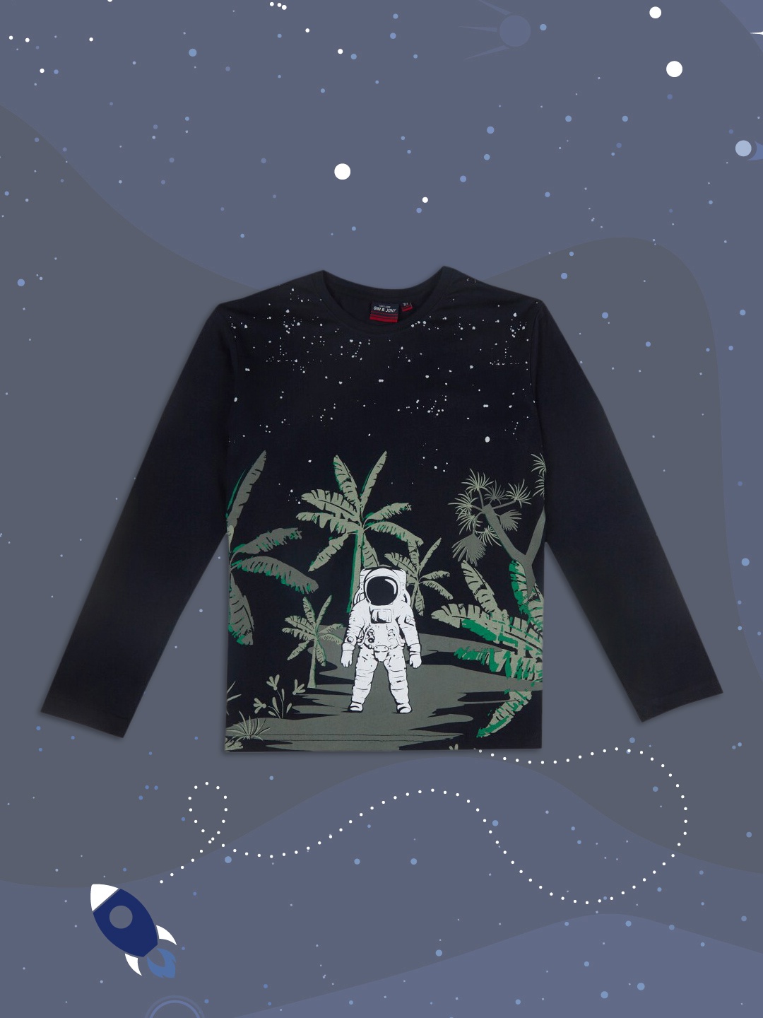 

Gini and Jony Boys Navy Blue Printed T-shirt