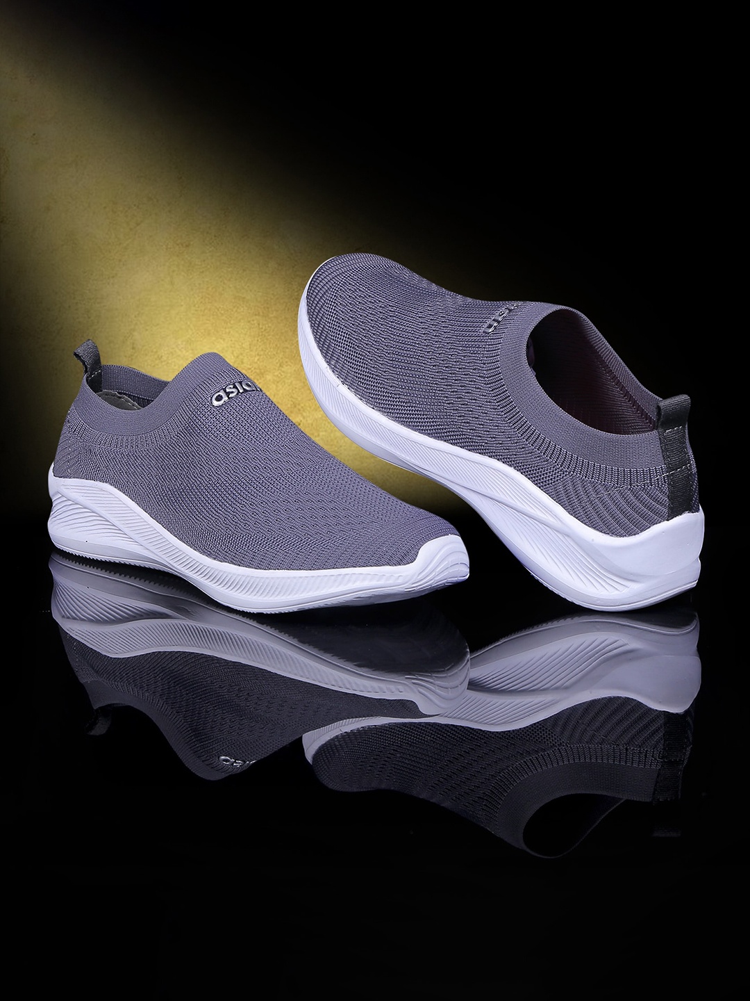 

ASIAN Men Grey Woven Design Slip-On Sneakers