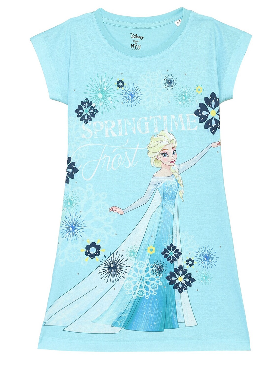 

Disney by Wear Your Mind Girls Blue Frozen Printed A-Line Dress