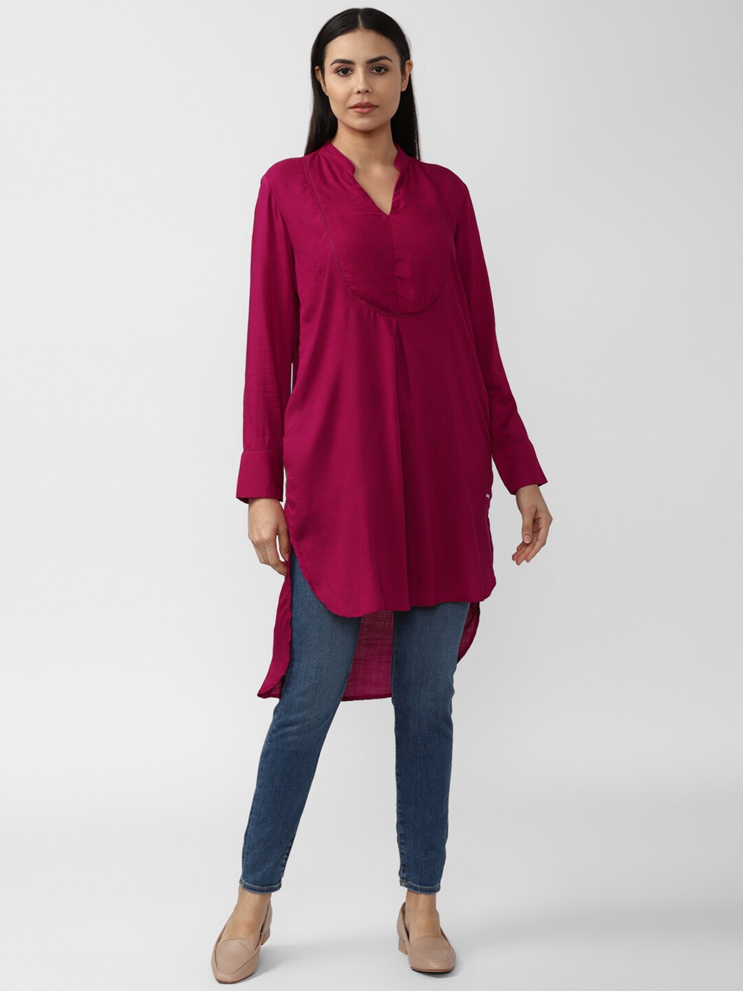 

Van Heusen Woman Pink Viscose Rayon Monochrome Tunic