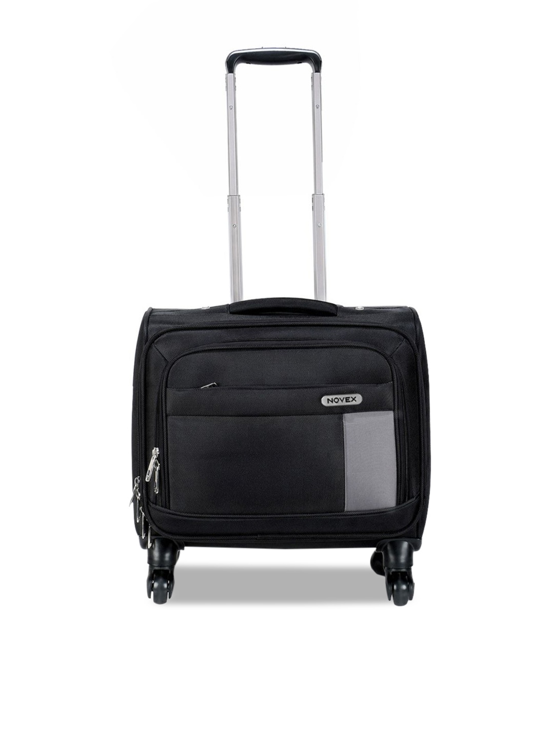 

NOVEX Black Solid Overnighter Soft-Sided Trolley Suitcase
