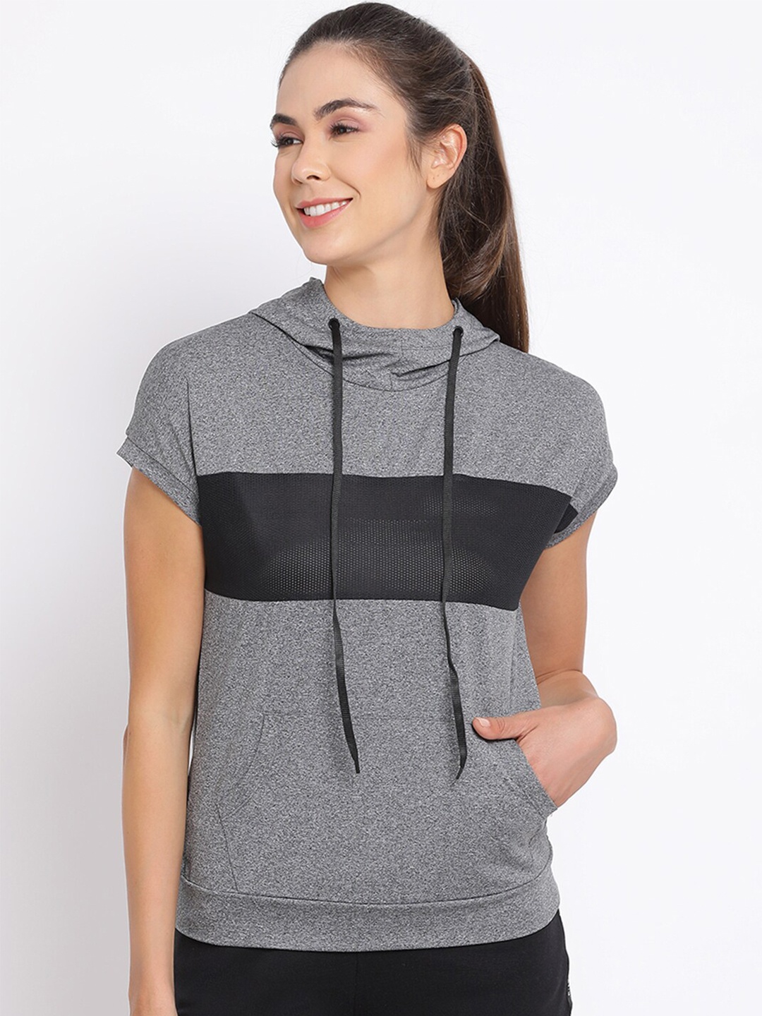

PERFKT-U Women Grey Colourblocked Antimicrobial T-shirt