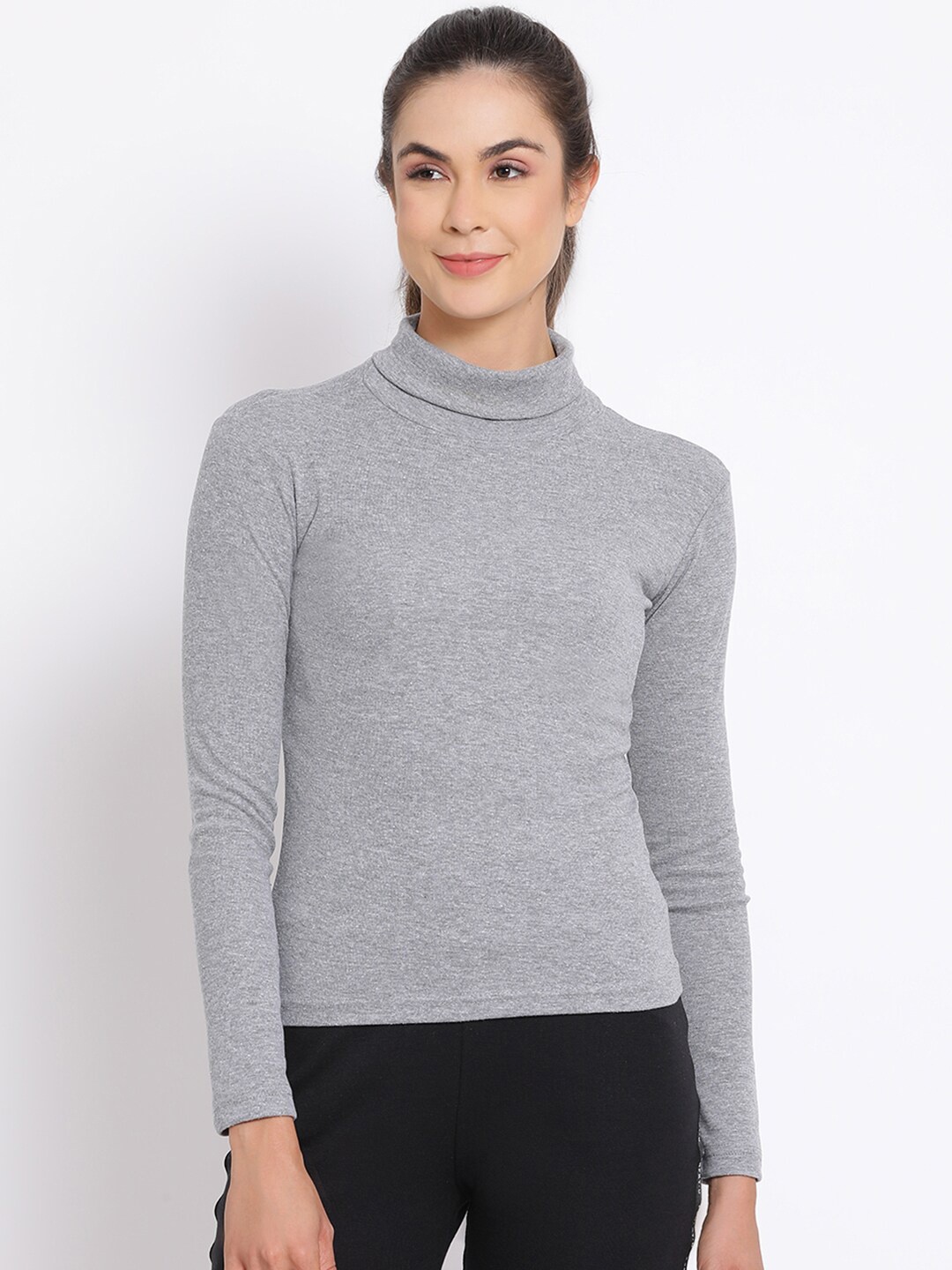 

PERFKT-U Men Grey High Neck Antimicrobial T-shirt