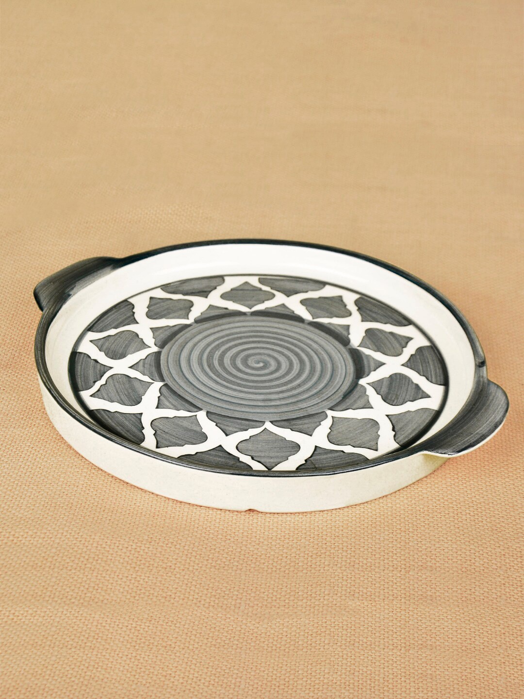 

StyleMyWay Grey & White Printed Serveware Platter