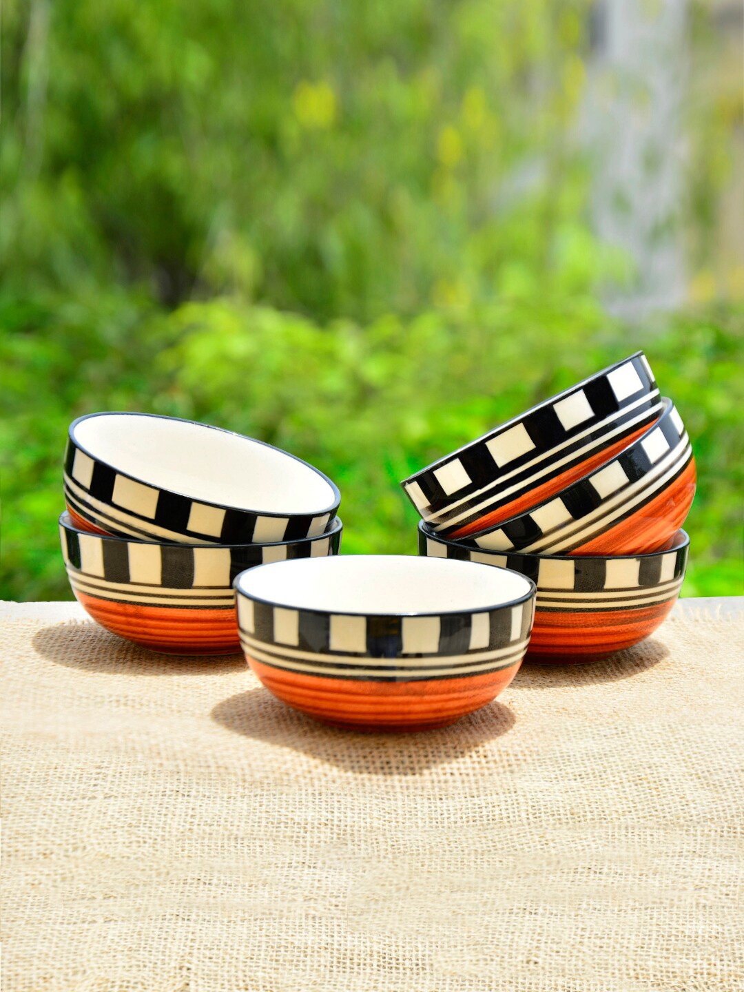 

StyleMyWay Brown & Black Hand Painted Dishwasher & Microwave Safe Ceramic Bowls 250ml each