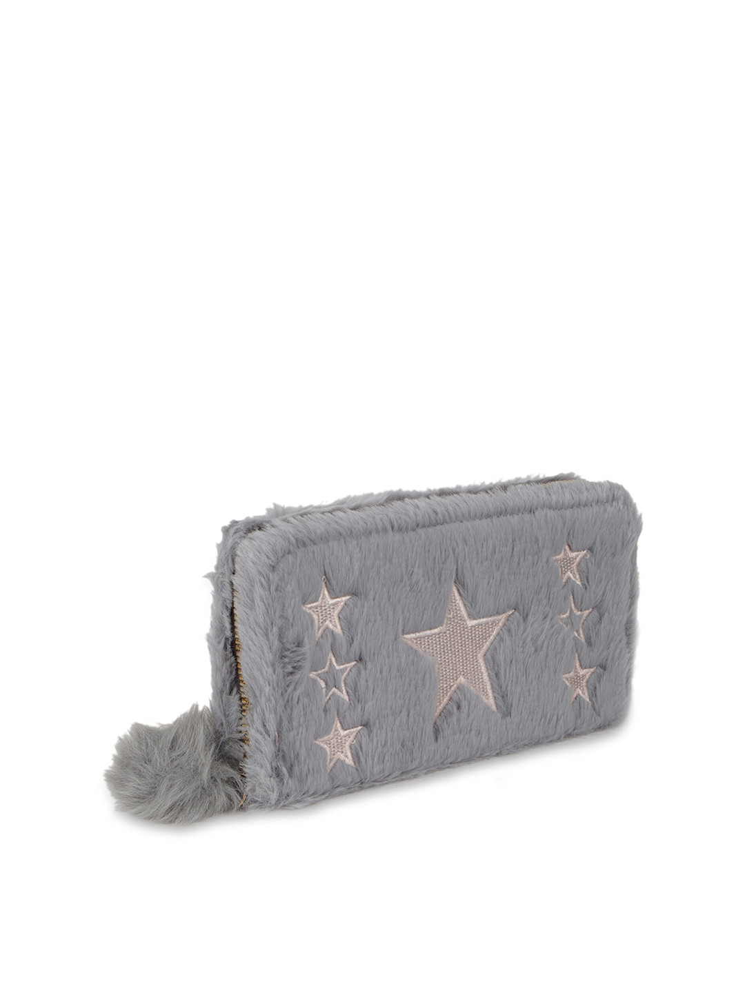 

Kanvas Katha Women Grey & Pink Geometric Embroidered Zip Around Wallet