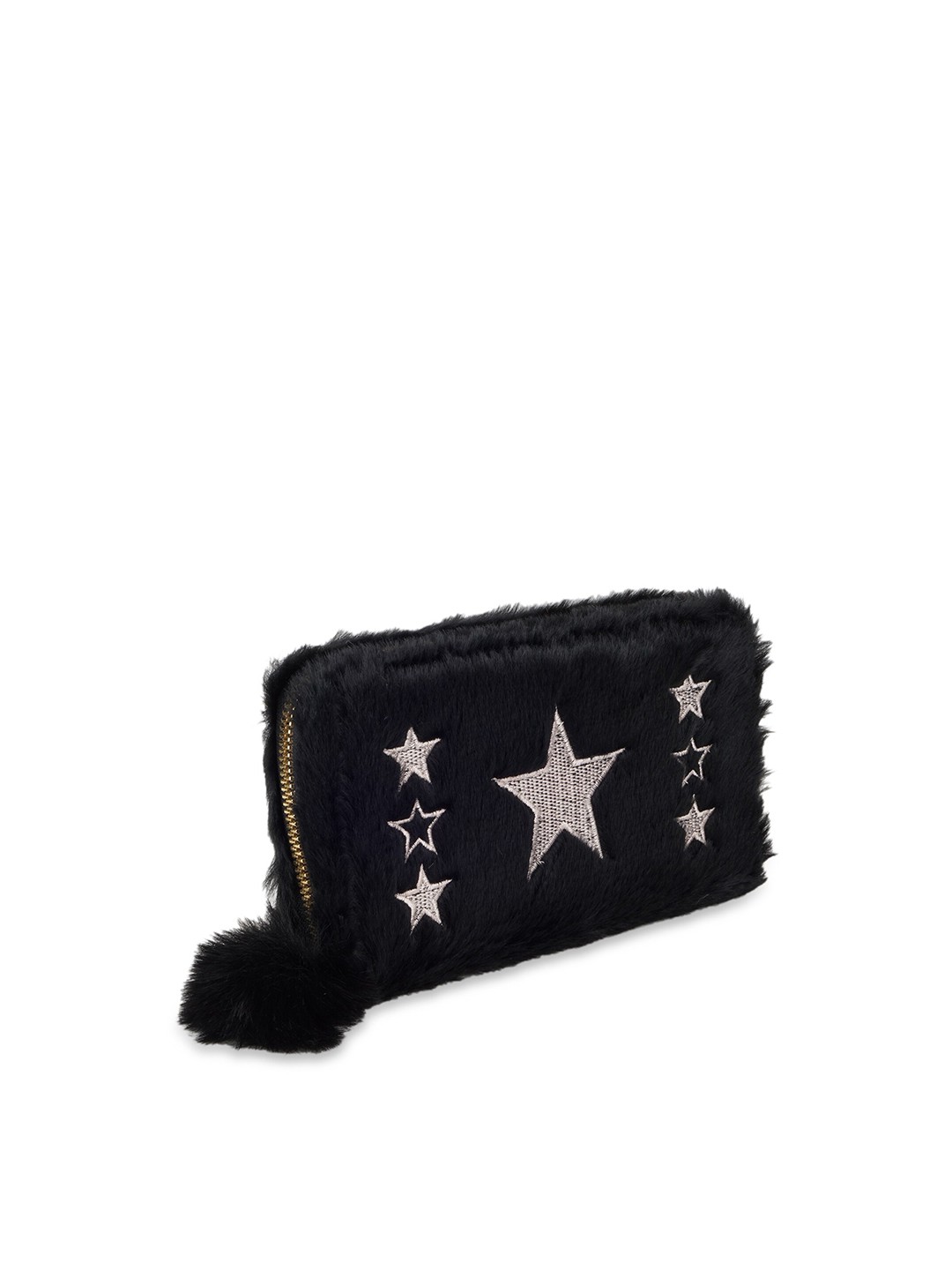 

Kanvas Katha Women Black & Grey Embroidered Zip Around Wallet
