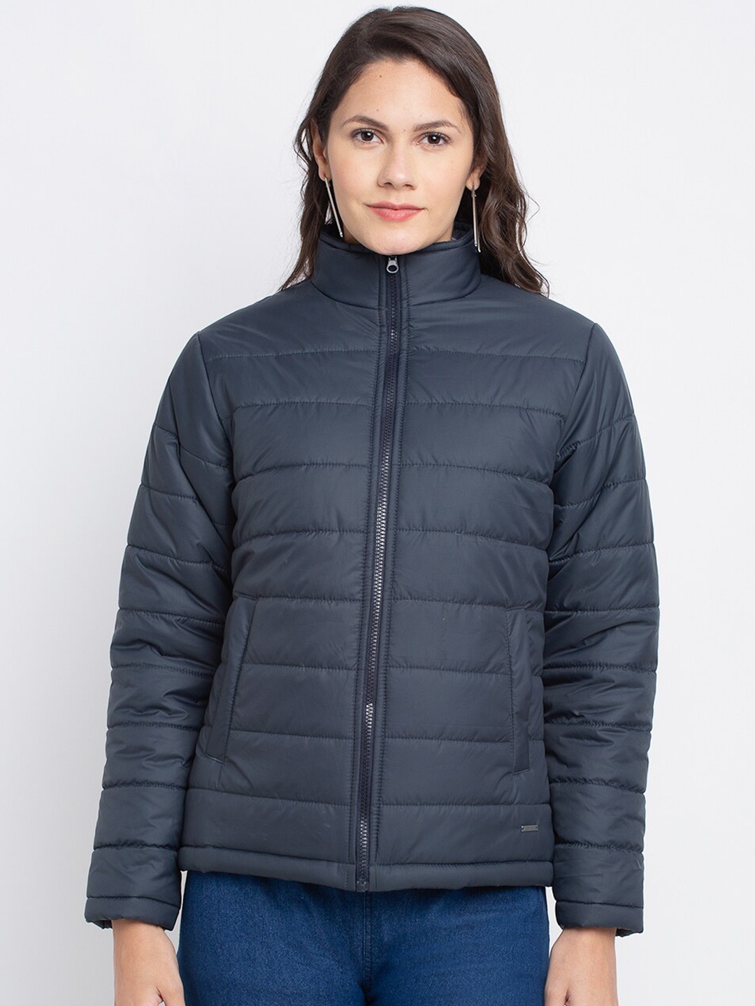 

PERFKT-U Women Navy Blue Lightweight Antimicrobial Padded Jacket