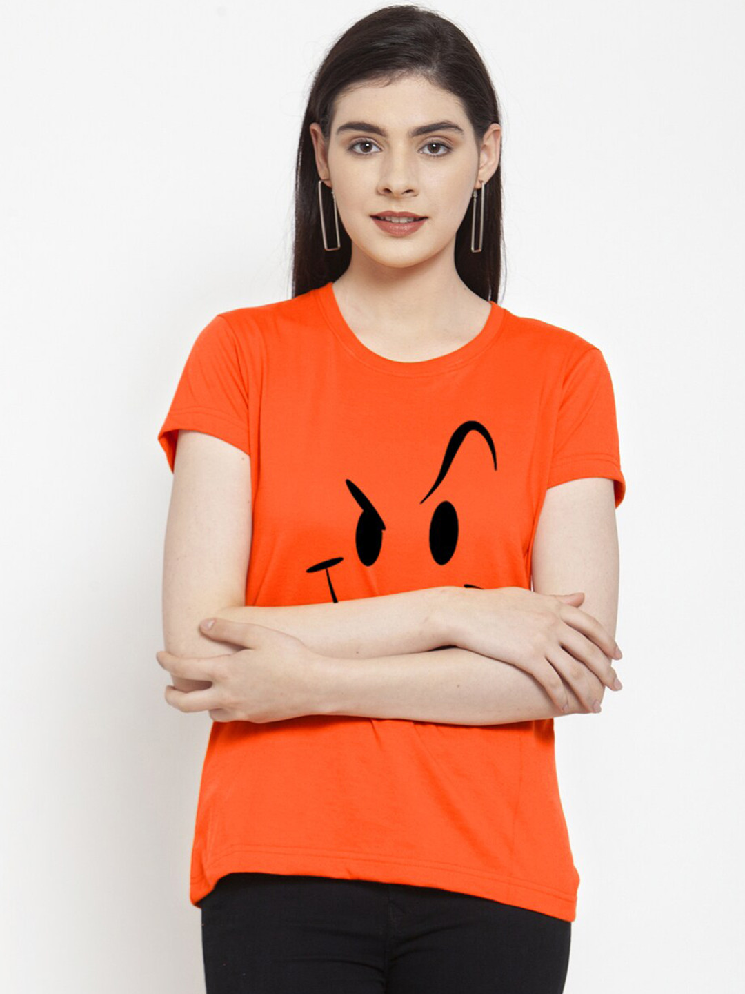 

Friskers Women Orange Printed T-shirt