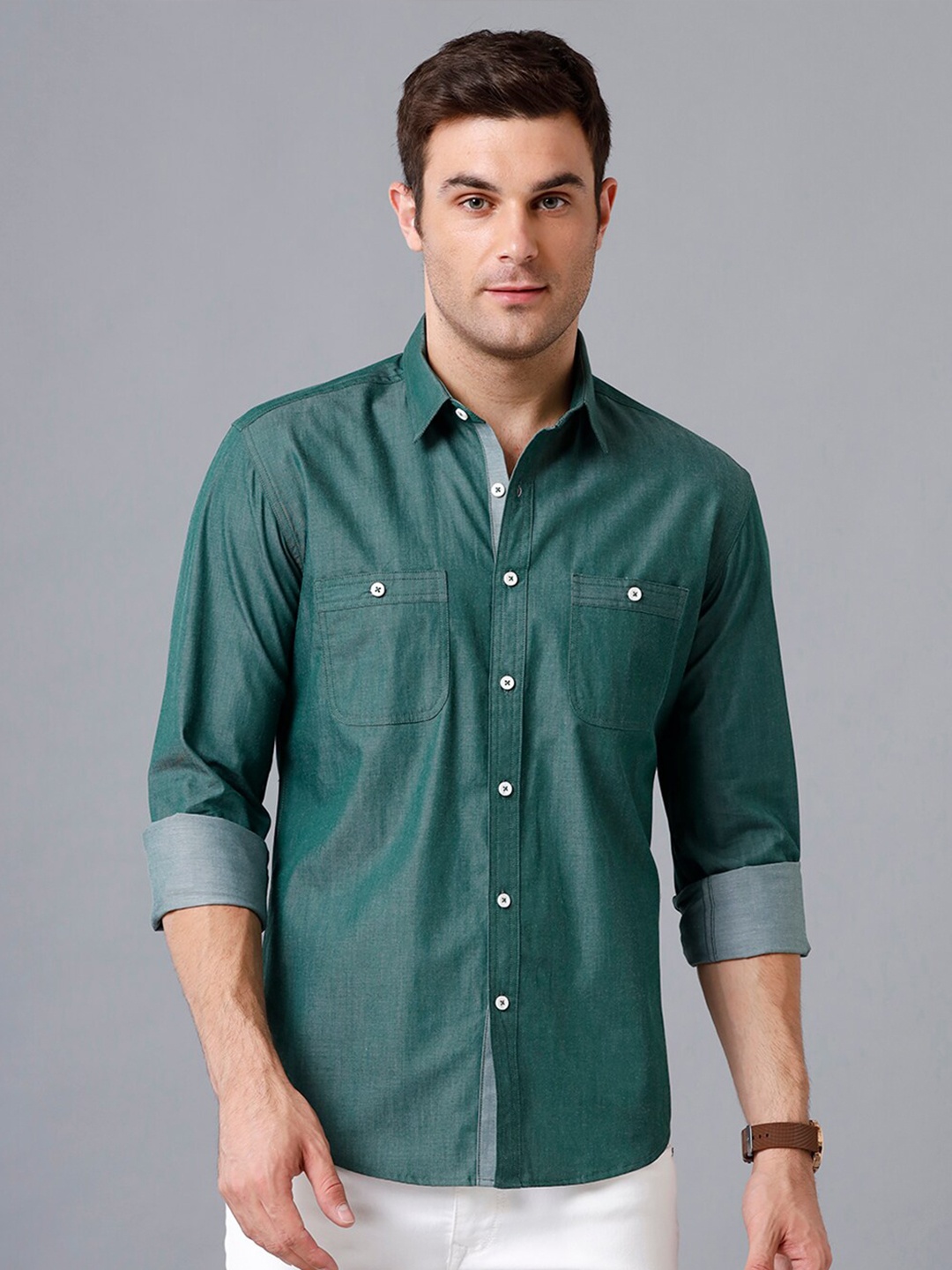 

YOVISH Men Green Smart Slim Fit Casual Shirt