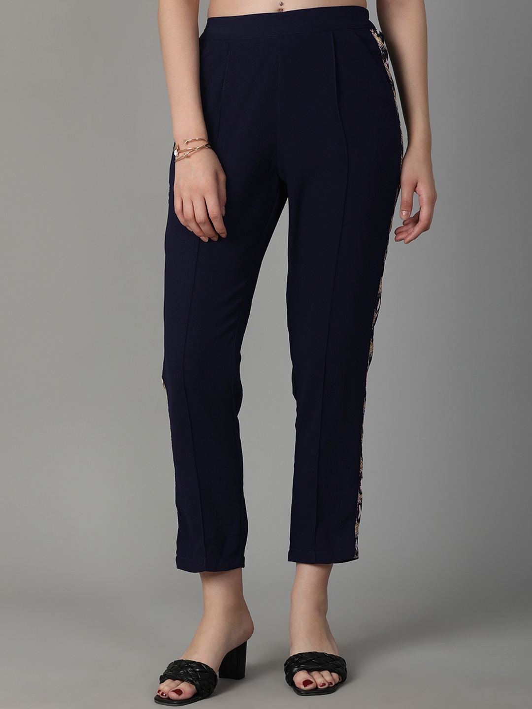 

DressBerry Women Navy Blue Tailored Trousers