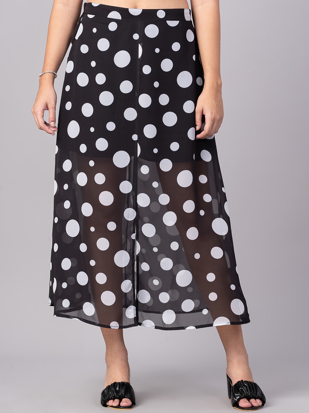 

DressBerry Women Black & White Printed A-Line Midi Skirt
