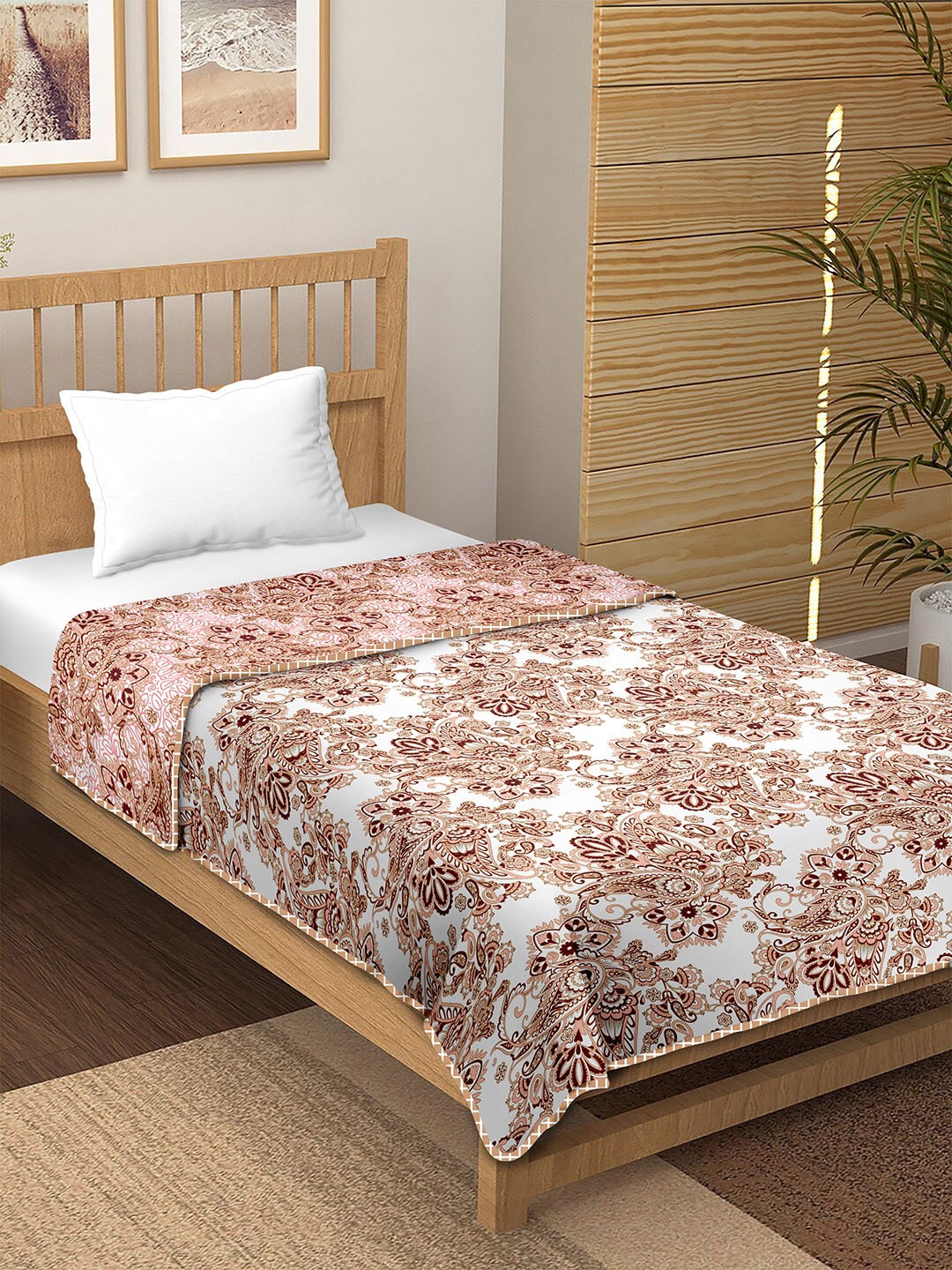 

BELLA CASA Unisex Multi Blankets Quilts and Dohars, Brown