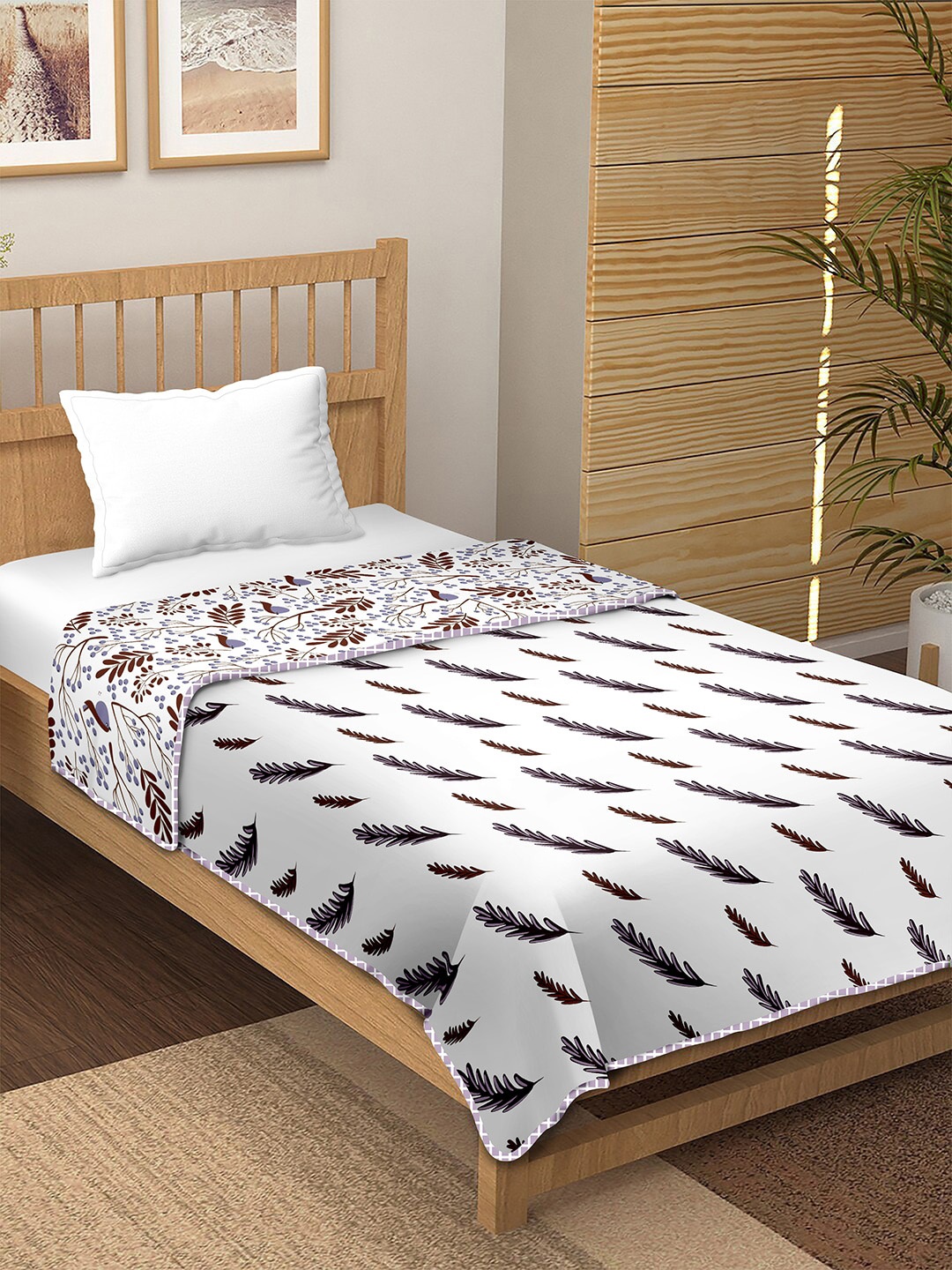 

BELLA CASA Purple & White Floral Summer 150 GSM Single Bed Dohar