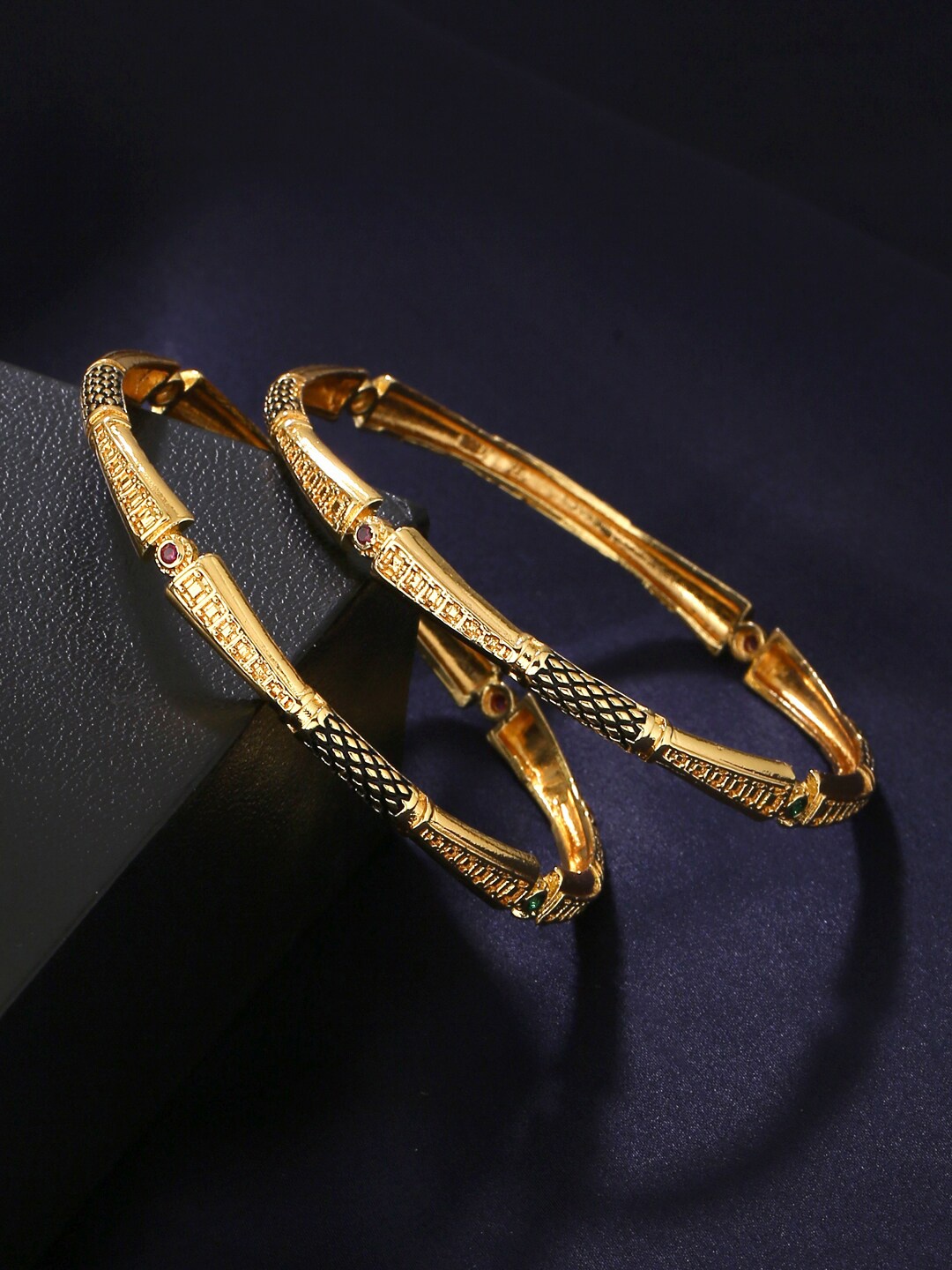 

Yellow Chimes Set Of 2 Gold-Plated Meenakari Design Bangles