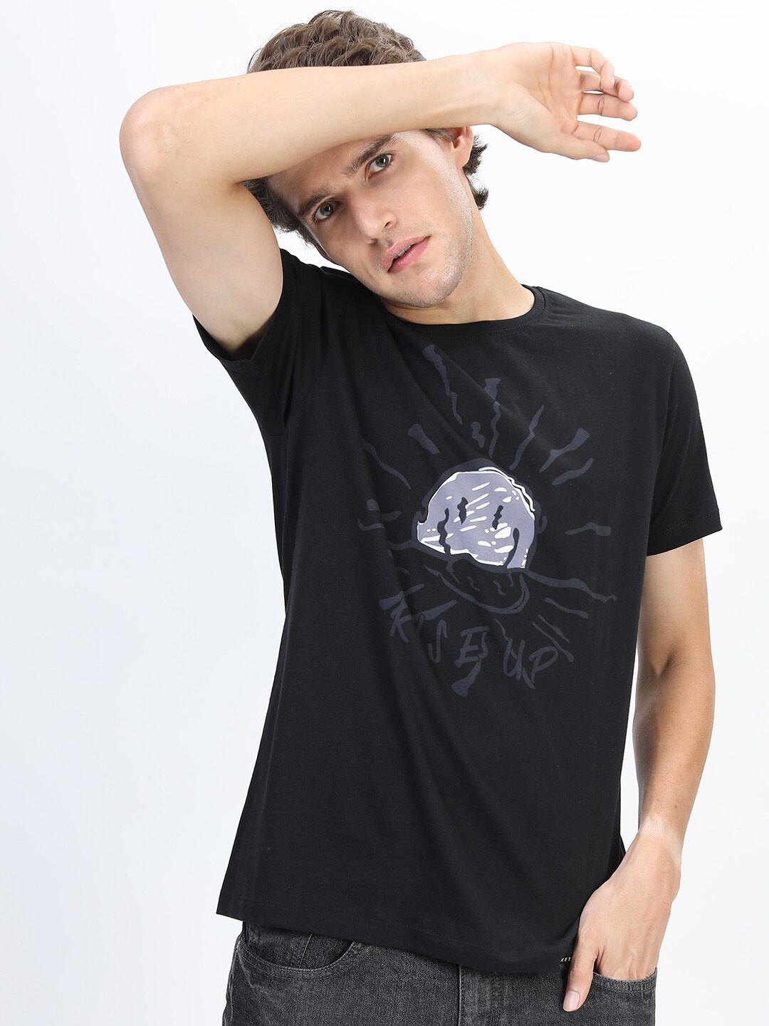 

KETCH Men Black Typography Printed Slim Fit T-shirt