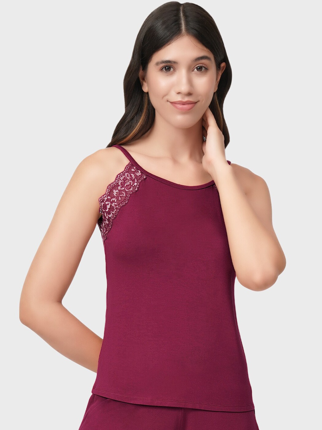 

Amante Women Maroon Lace Sleep Camisole