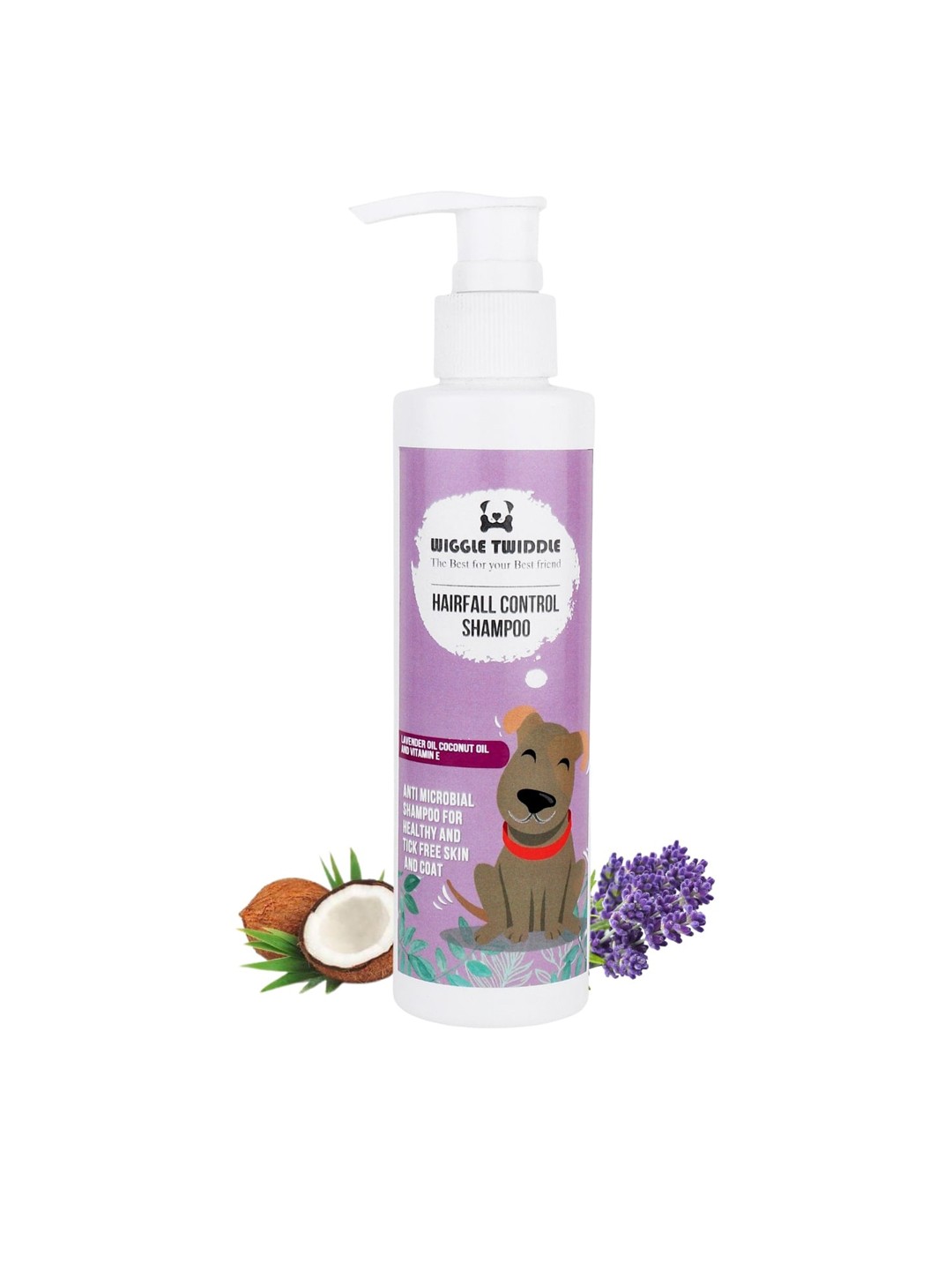

WIGGLE TWIDDLE Anti-Microbial Hairfall Control Shampoo for Dogs 200 ml, Lavender