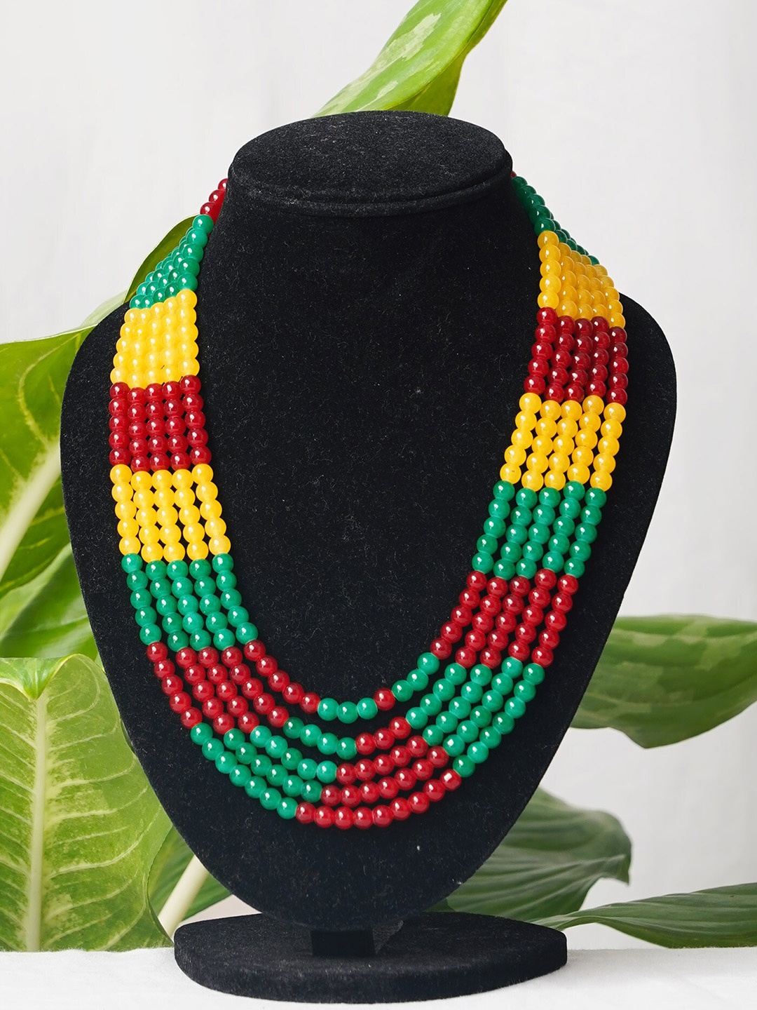 

Unnati Silks Red & Yellow Layered Necklace
