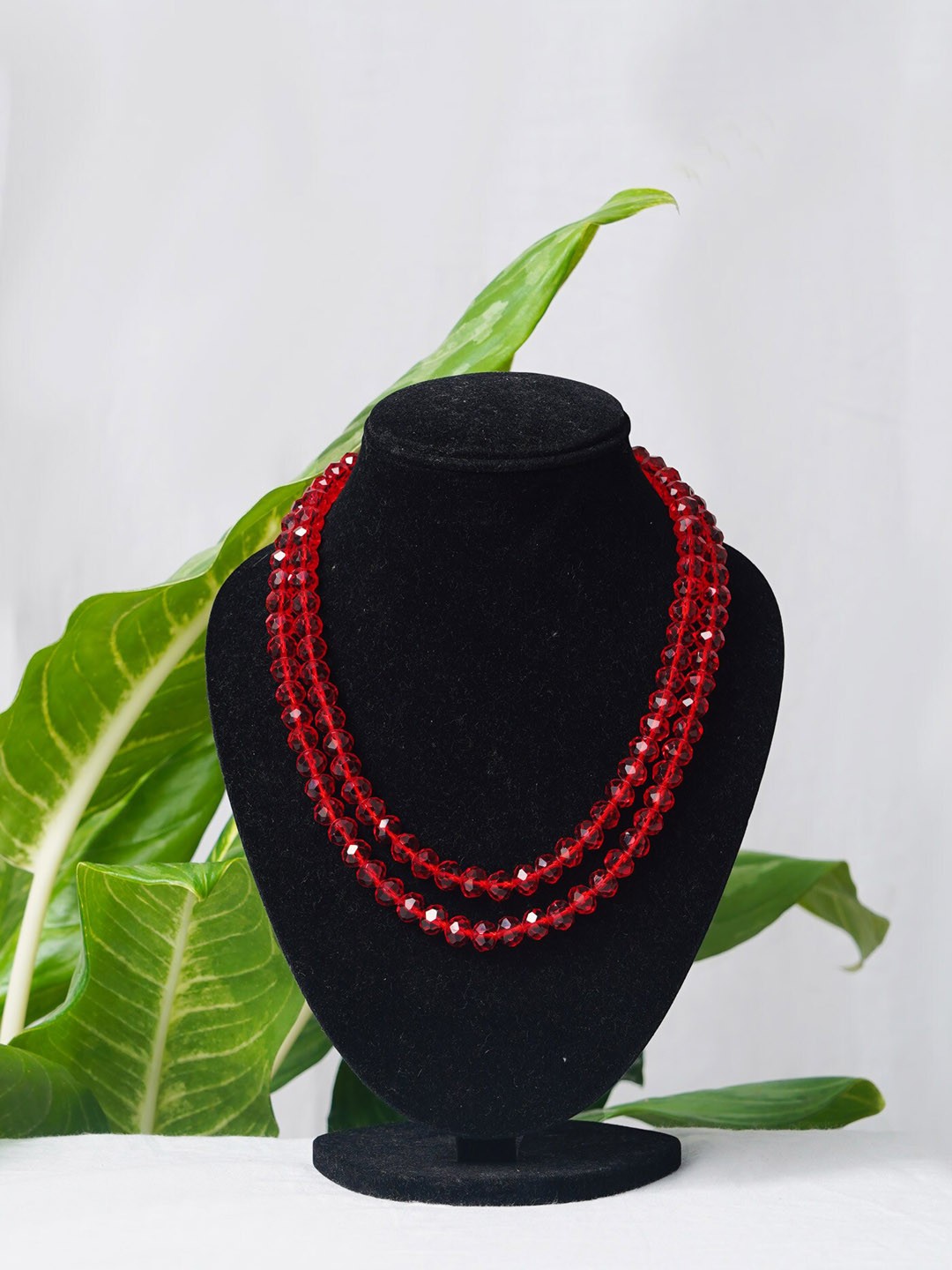 

Unnati Silks Red Gold-Plated Layered Necklace