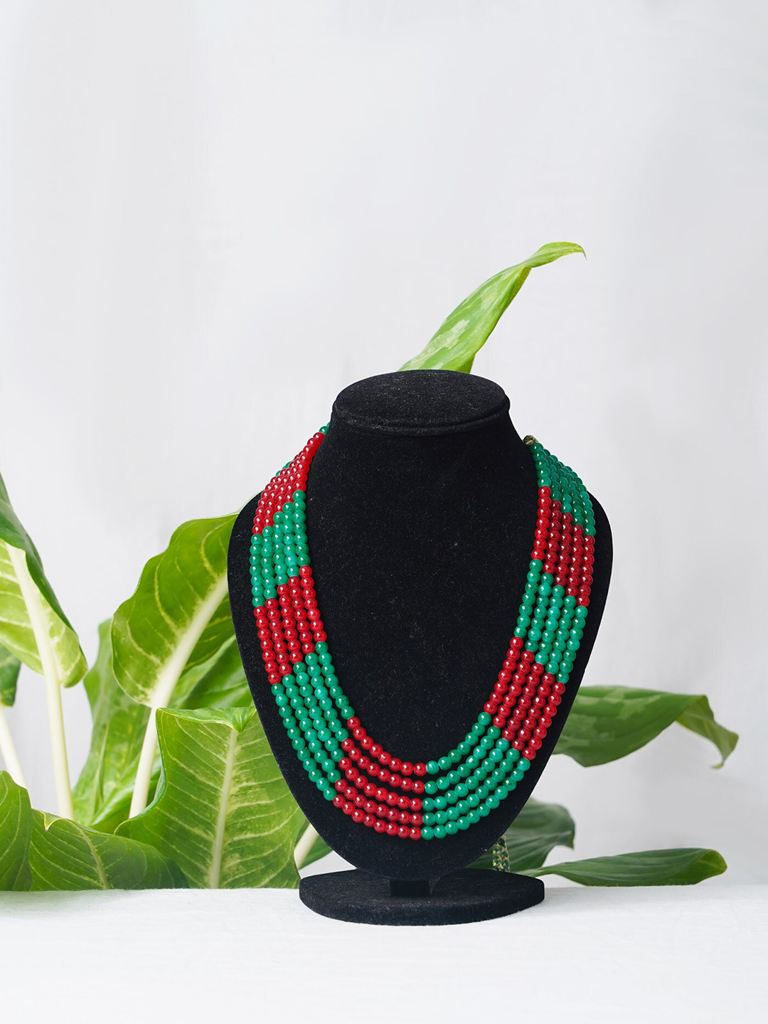 

Unnati Silks Red & Green Layered Necklace