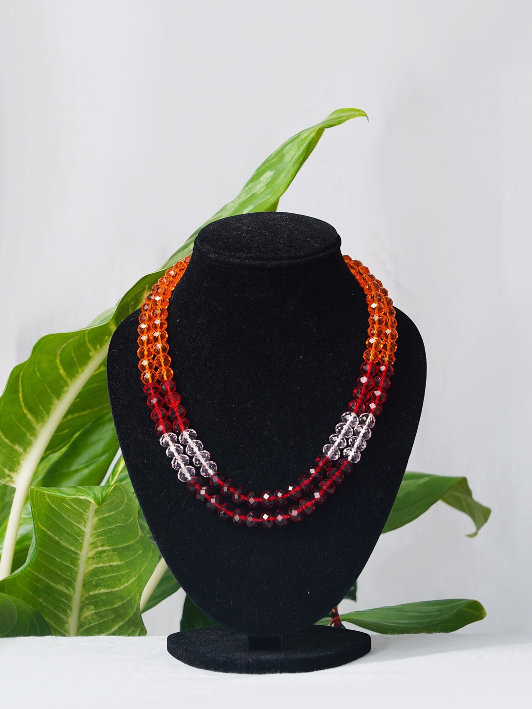 

Unnati Silks Orange & Red Beaded Layered Necklace