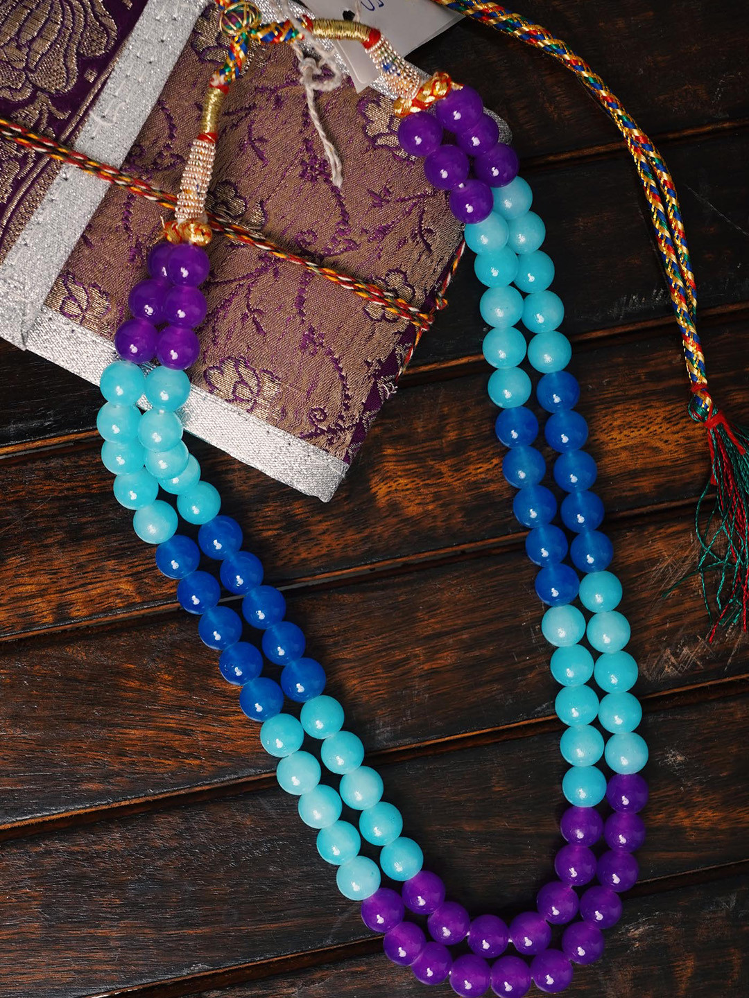 

Unnati Silks Blue & Violet Beaded Layered Necklace