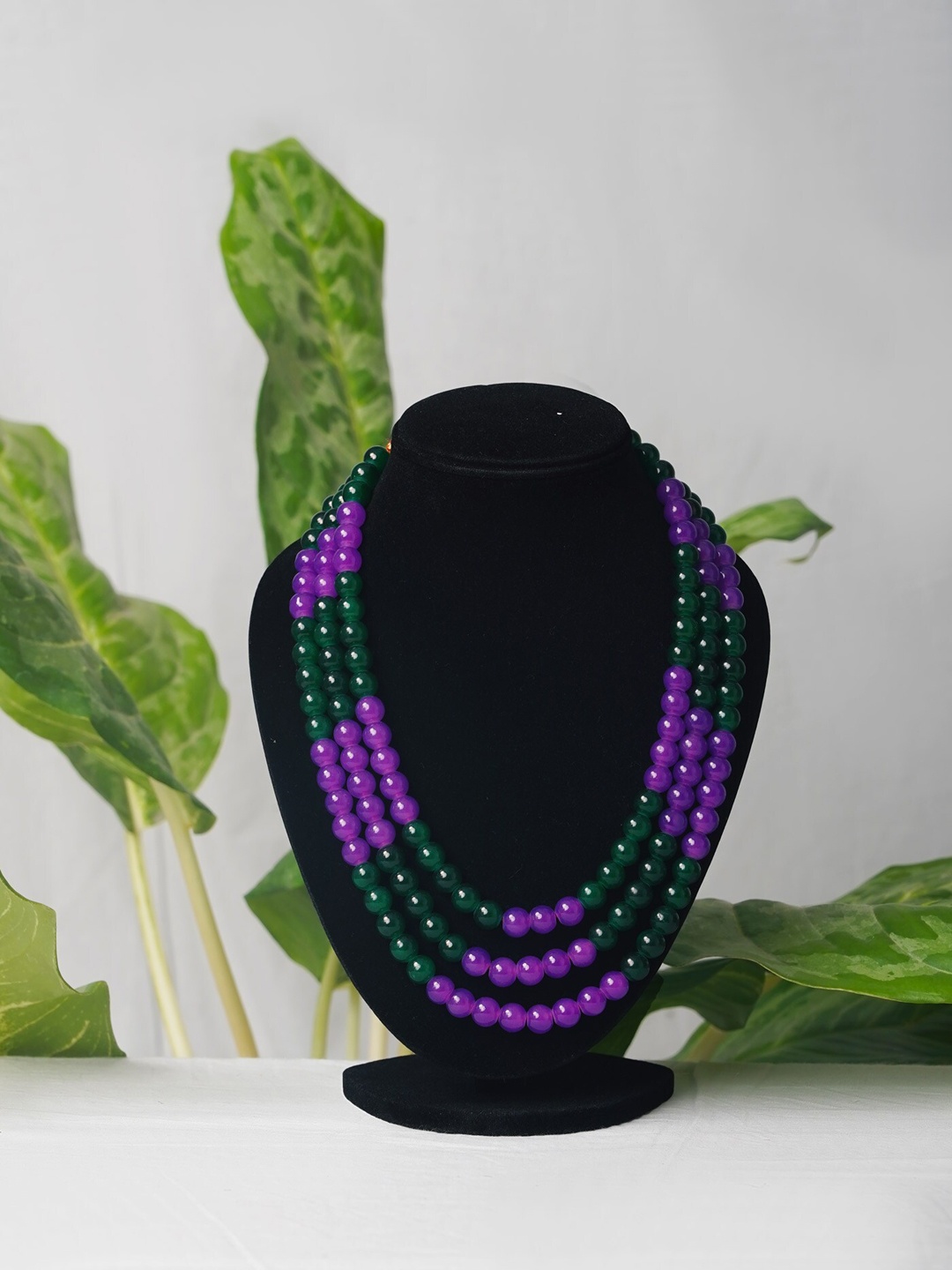 

Unnati Silks Violet & Green Layered Necklace