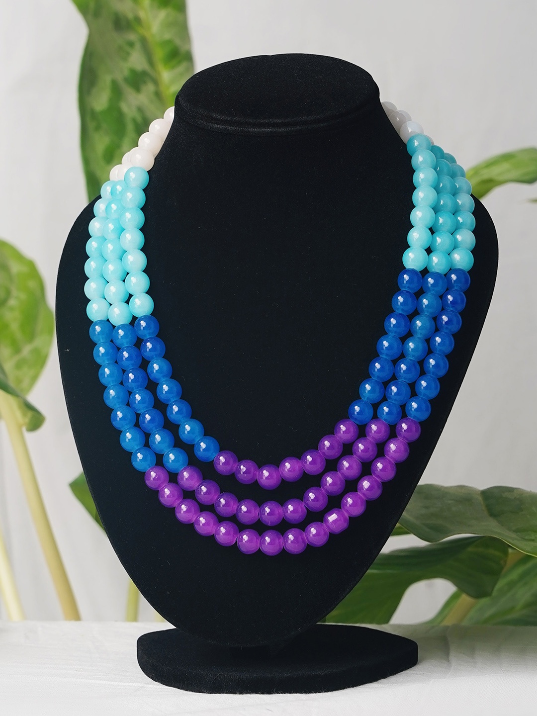 

Unnati Silks Blue & Violet Gold-Plated Layered Necklace