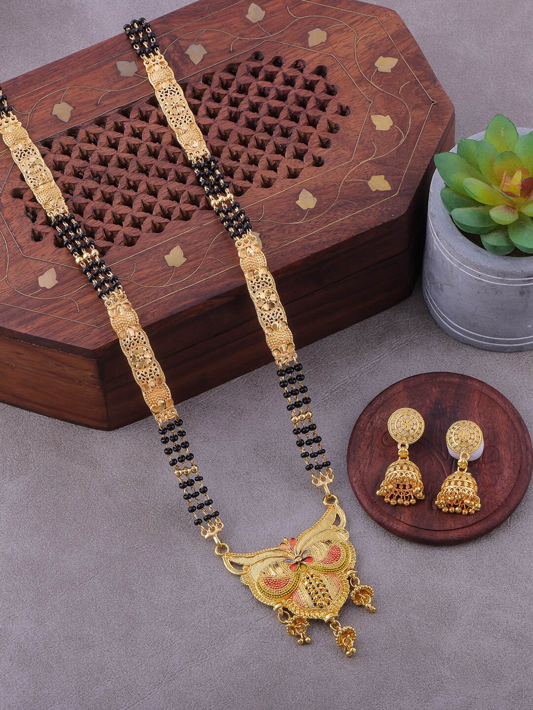 

Brandsoon Gold-Plated Mangalsutra With Earring
