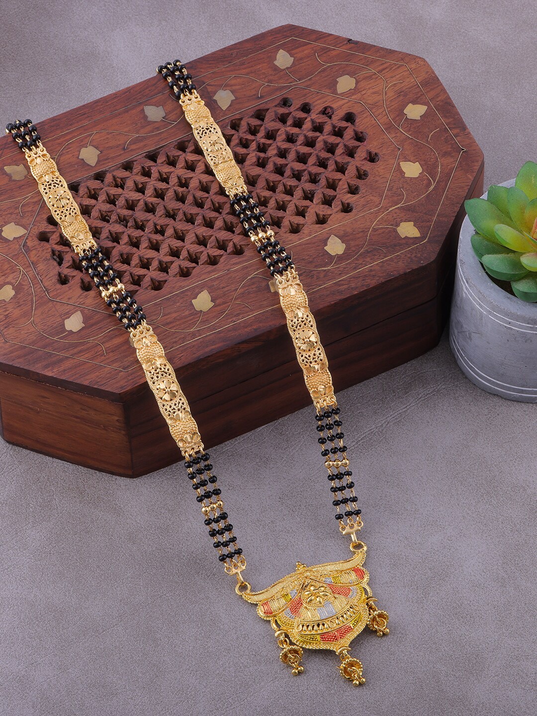 

Brandsoon Gold-Plated Black Beaded Mangalsutra