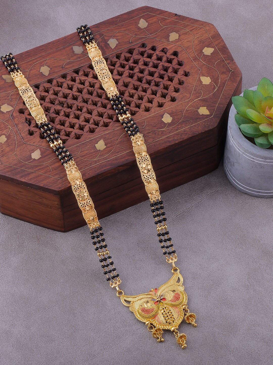 

Brandsoon Gold-Plated Black Beaded Mangalsutra