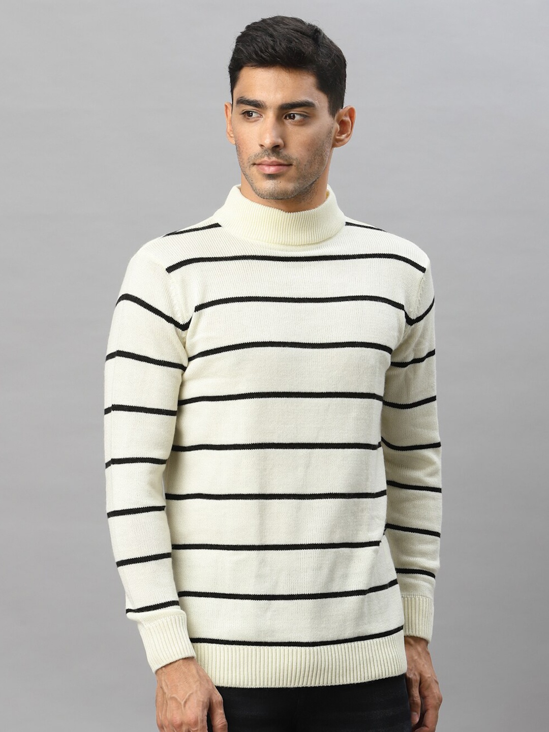 

Style Quotient Men Off White & Black Striped Sweater Vest