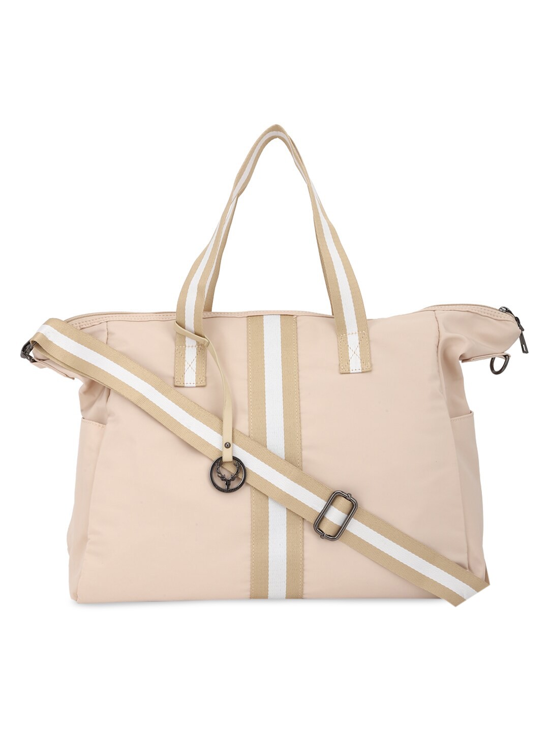 

Allen Solly Beige Colourblocked PU Oversized Structured Handheld Bag