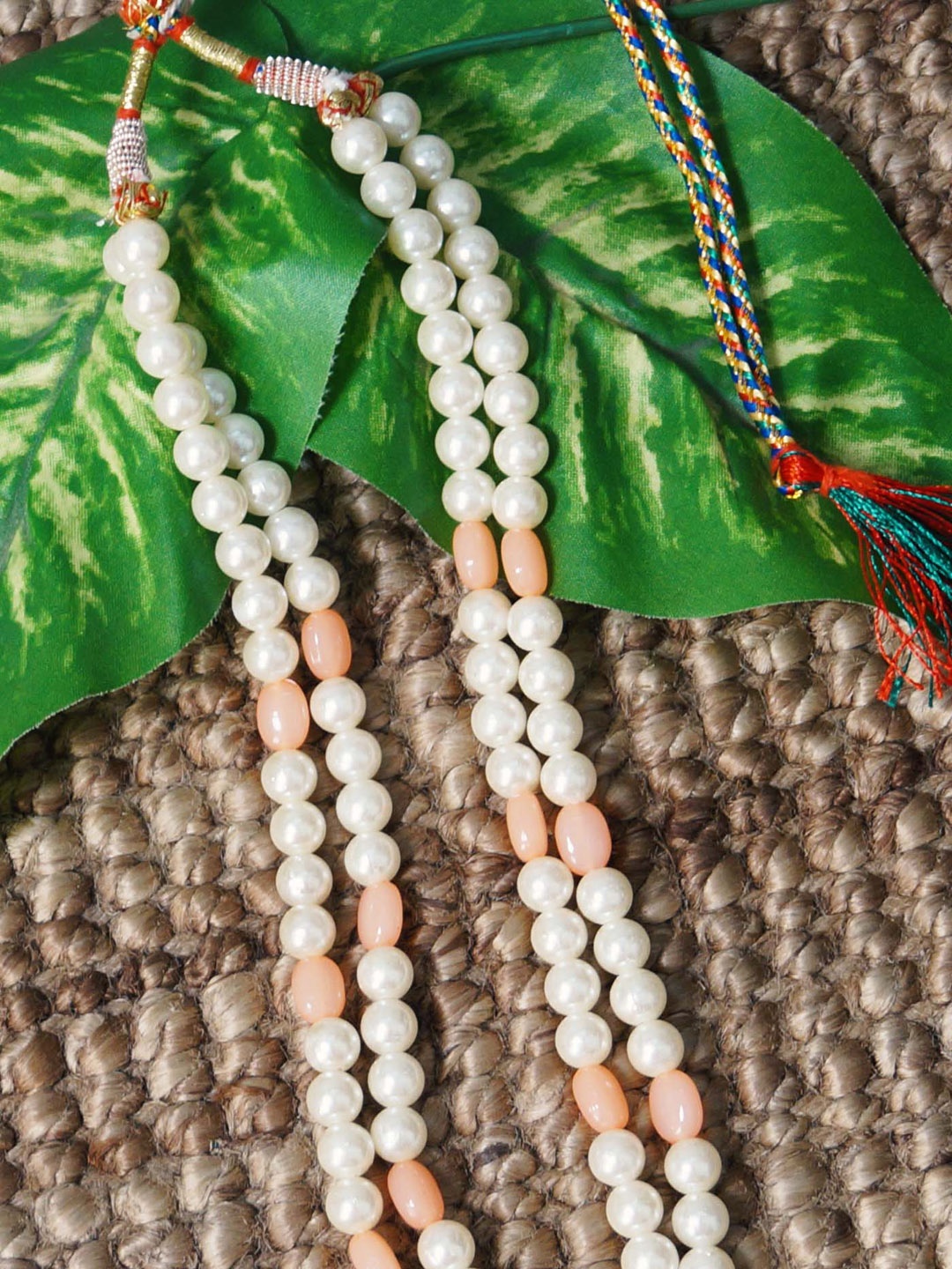 

Unnati Silks White & Orange Layered Necklace