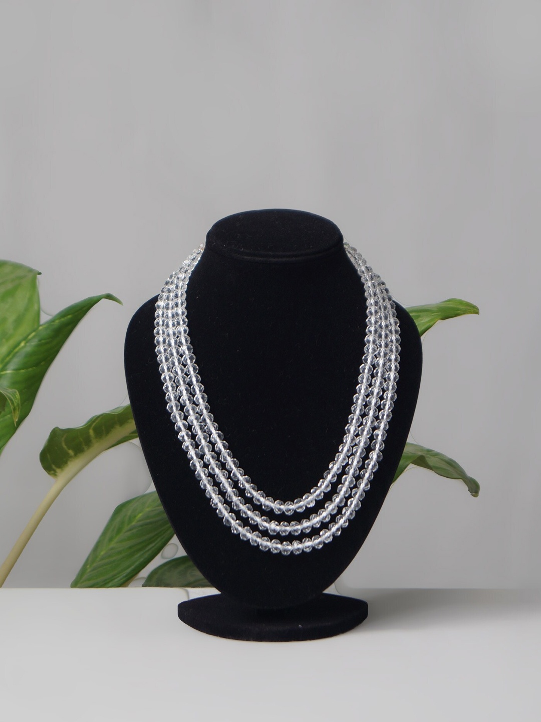 

Unnati Silks White Layered Amravati Crystal Beads Necklace