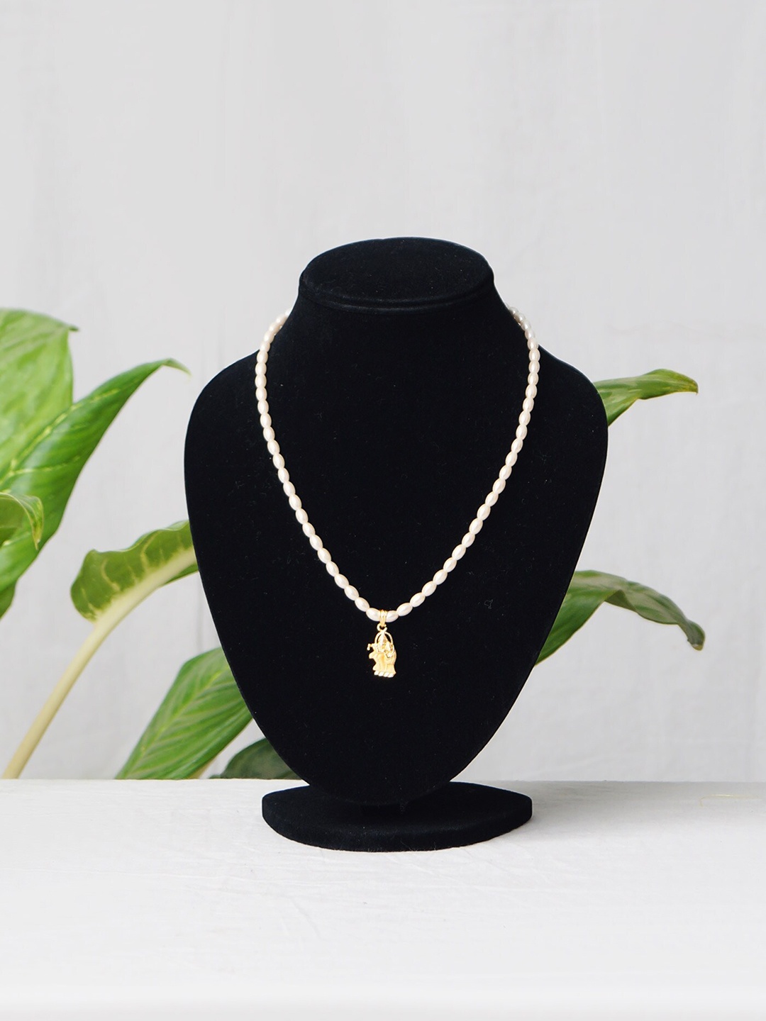 

Unnati Silks White Gold-Plated Temple Necklace
