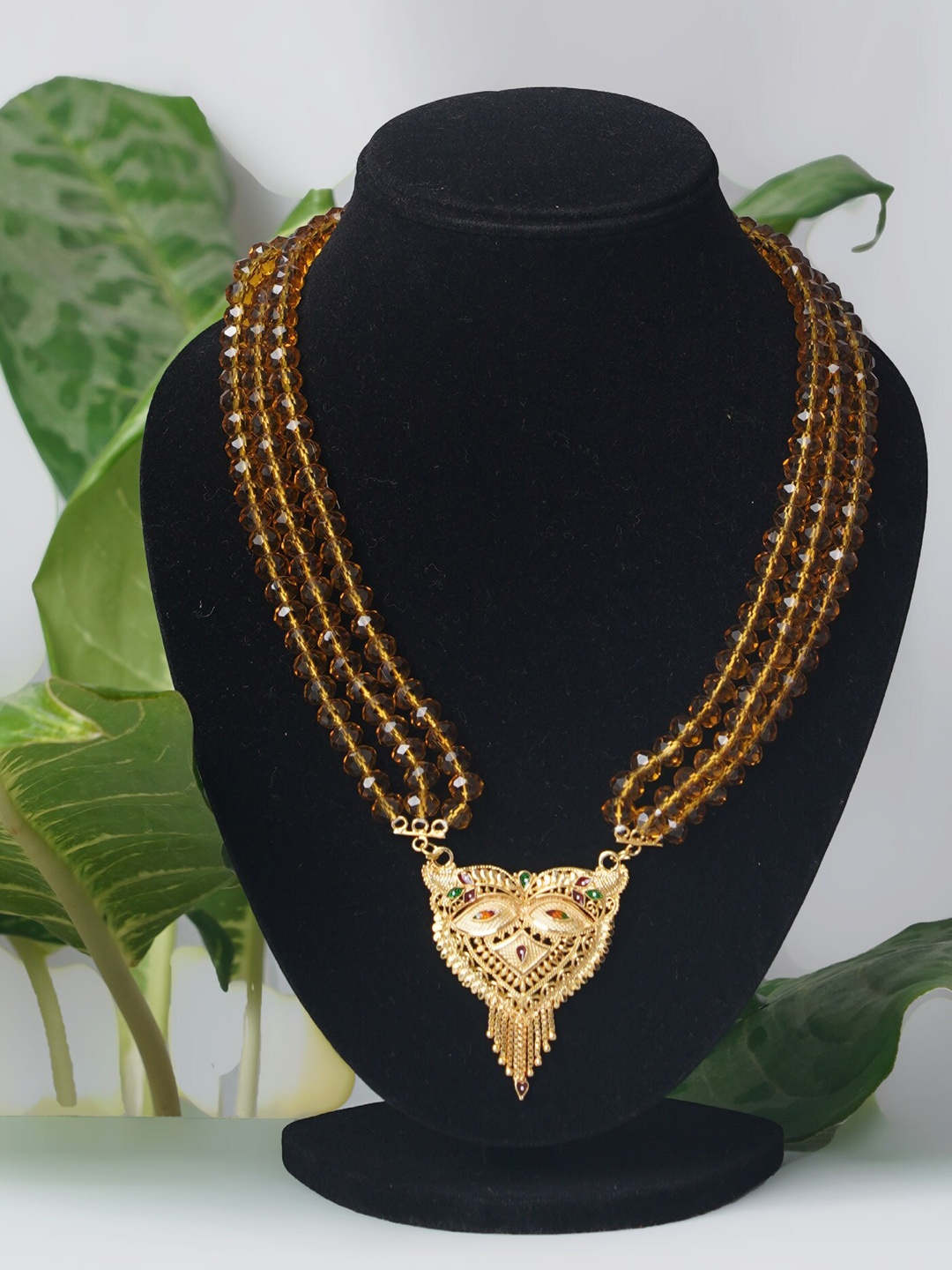 

Unnati Silks Brown & Gold-Plated Layered Necklace