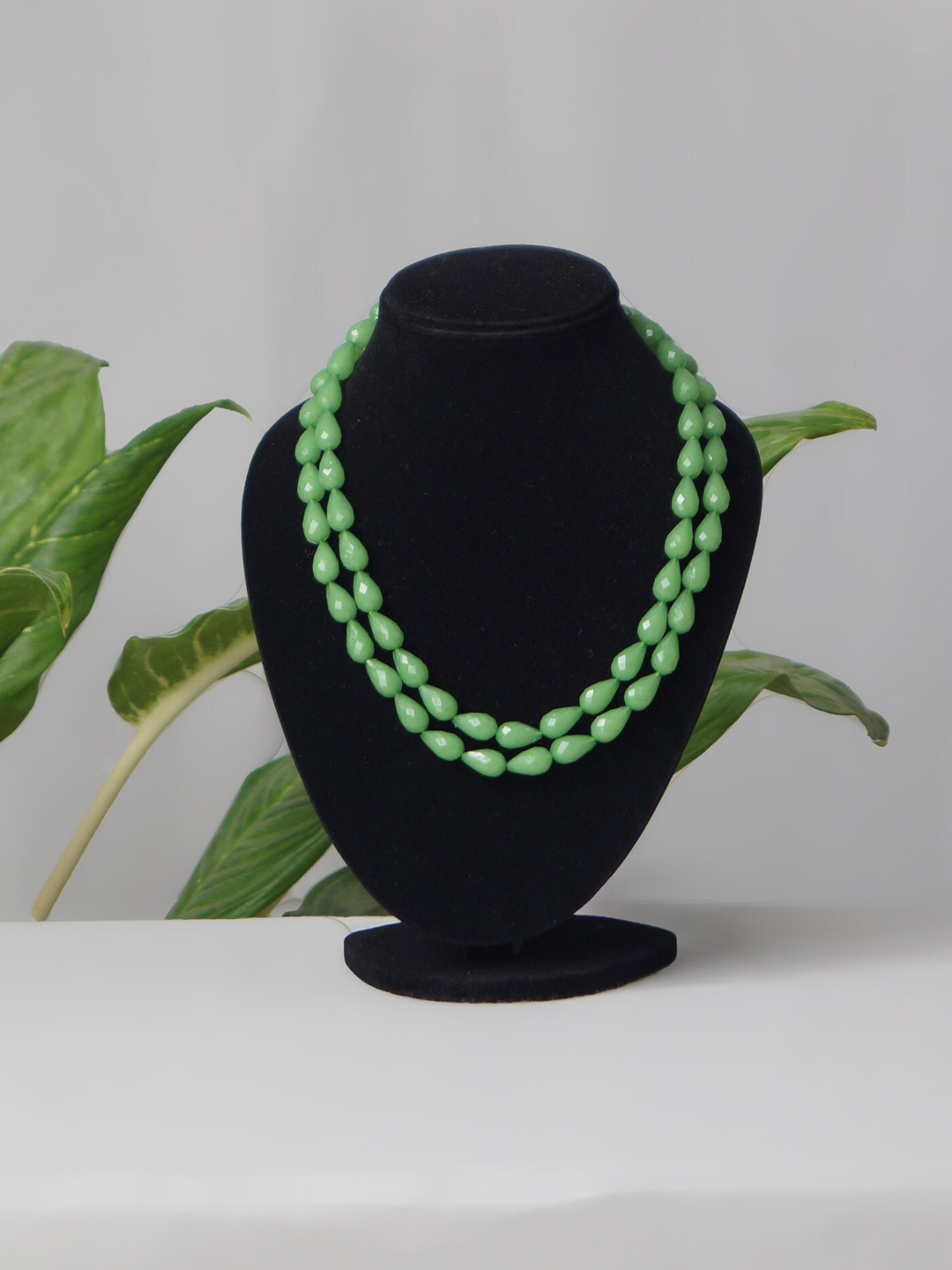 

Unnati Silks Green Beaded Layered Necklace