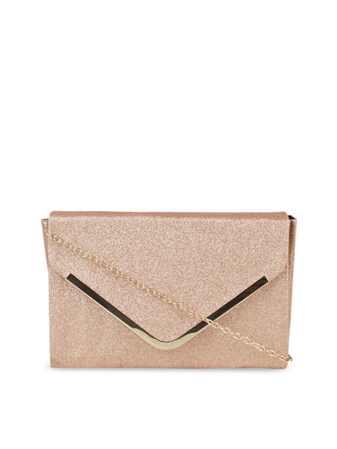 

HORRA Rose Gold Embellished PU Envelope Sling Bag