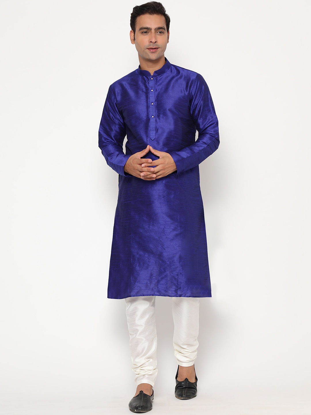 

Glemora Men Blue Dupion Silk Kurta with Churidar