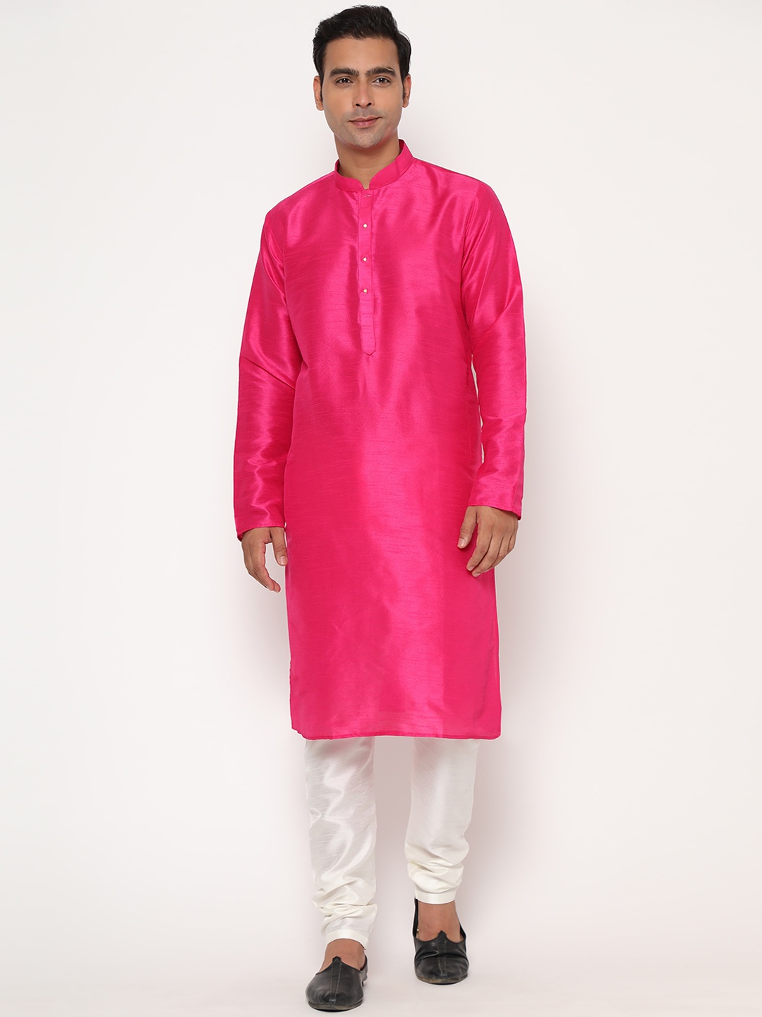 

Glemora Men Pink Dupion Silk Kurta with Churidar