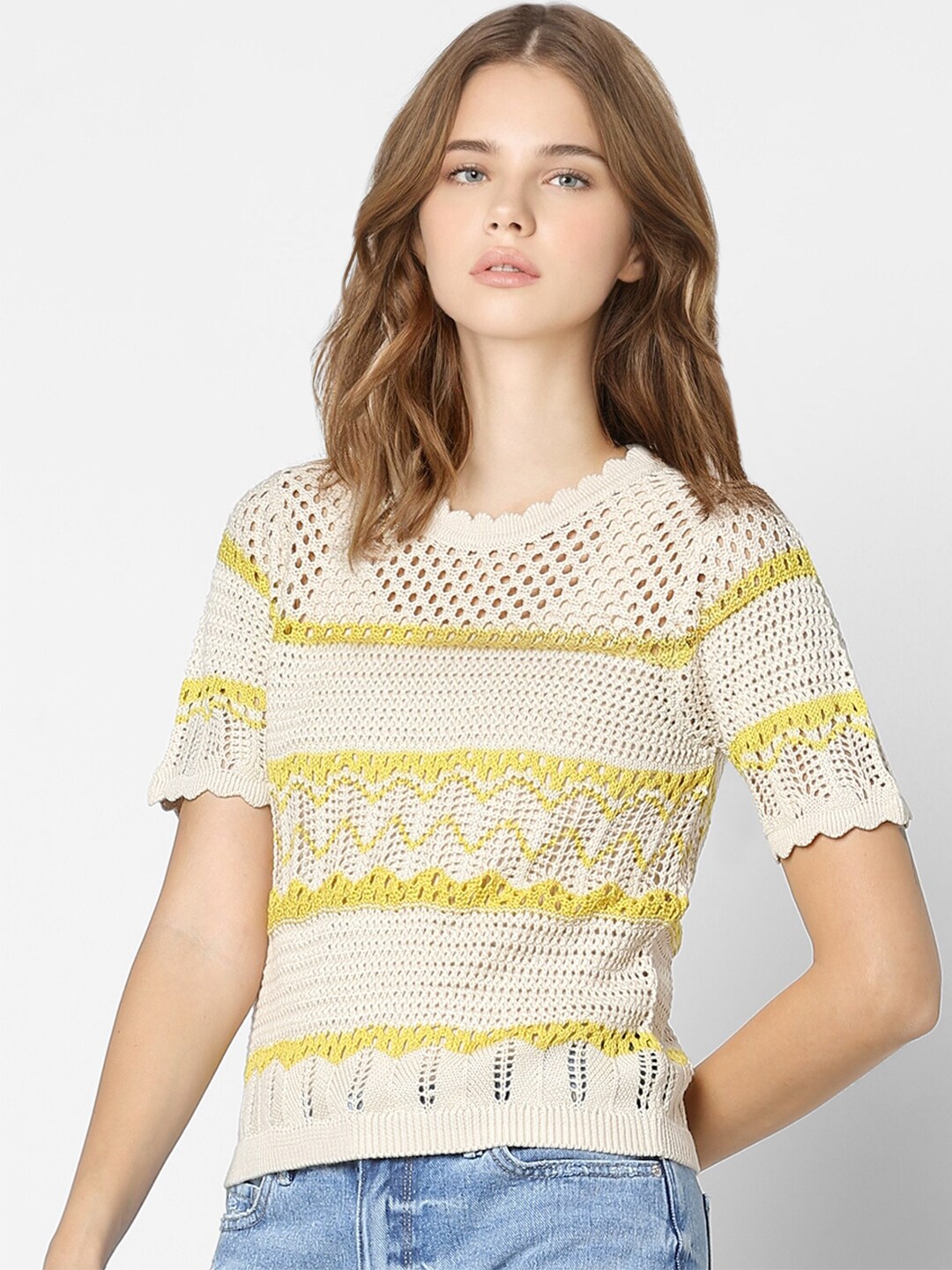 

ONLY Beige Tribal Striped Top