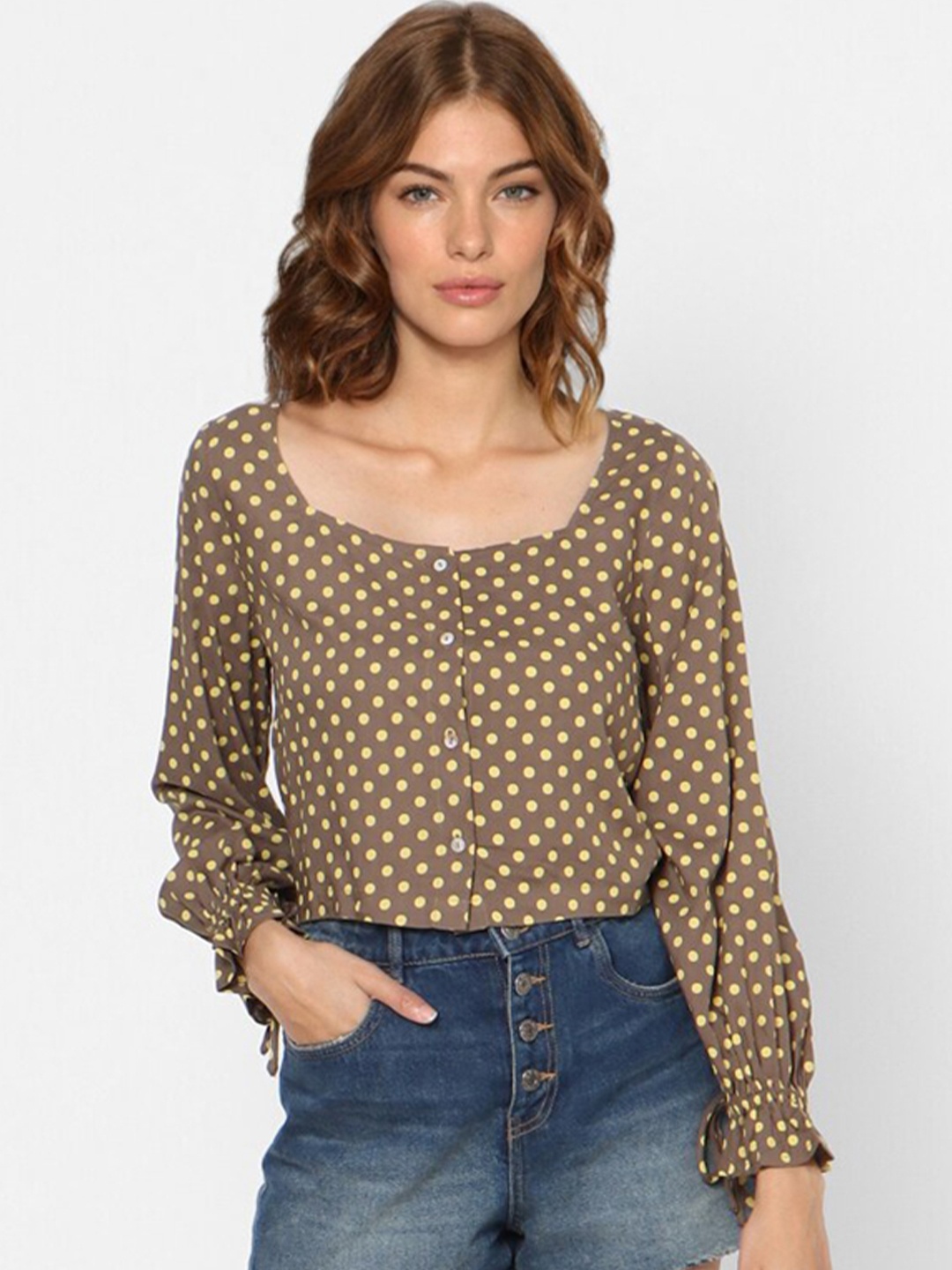 

ONLY Green Print Styled Back Top