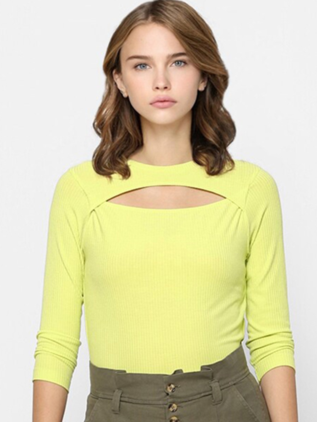 

ONLY Women Yellow Solid Top