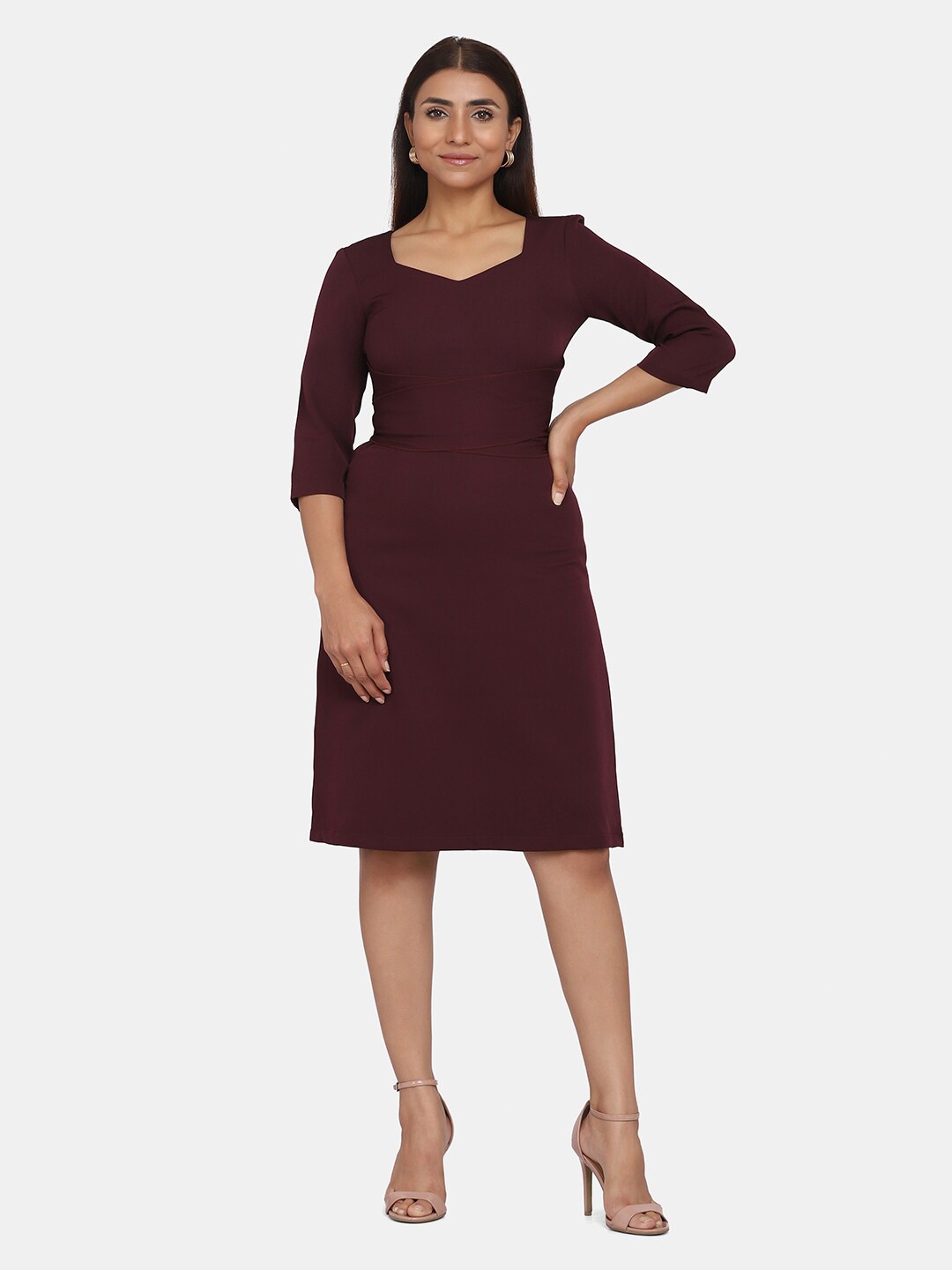 

PowerSutra Women Solid Purple Sheath Dress