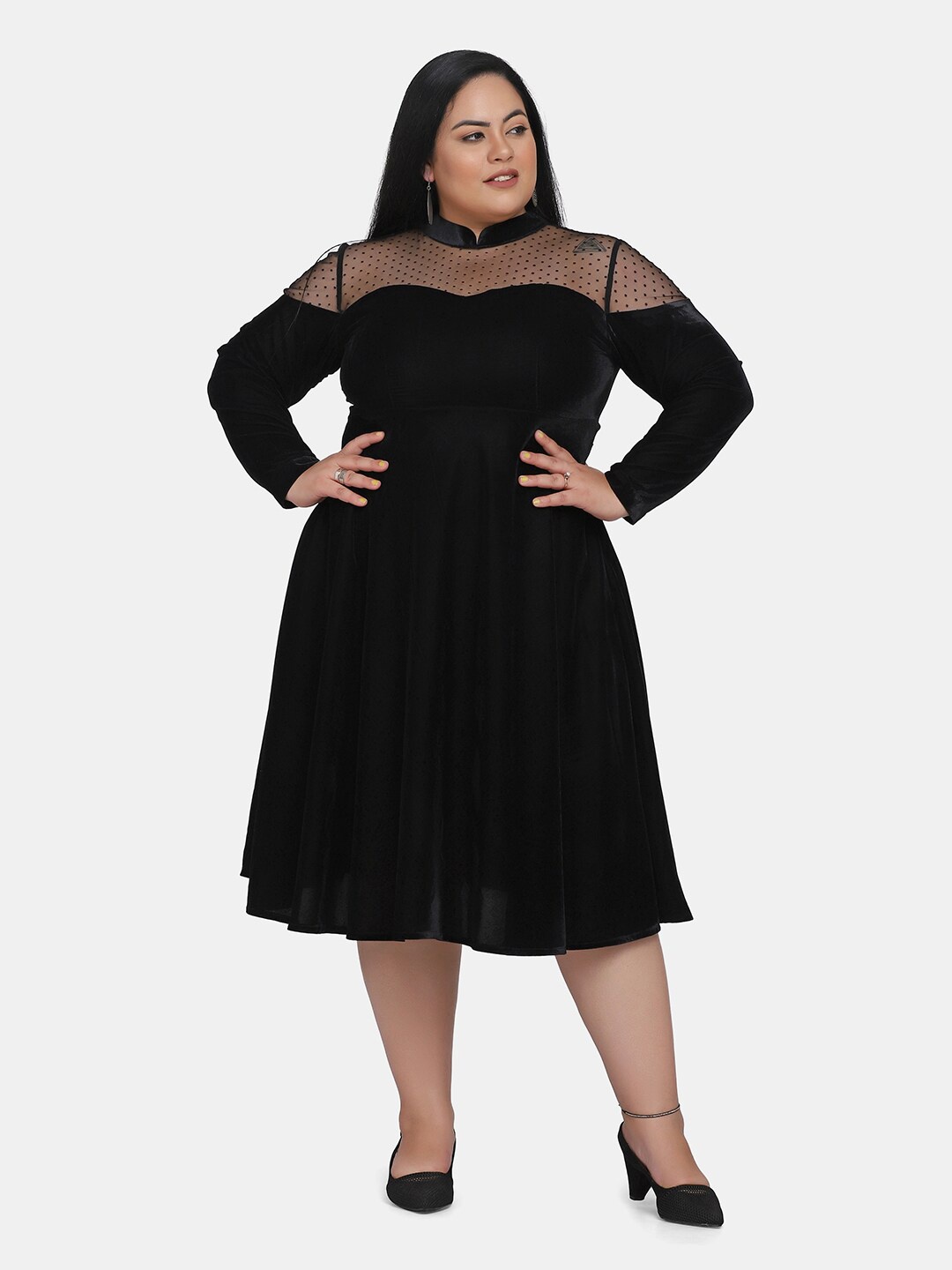 

PowerSutra Women Black Midi Plus size Dress