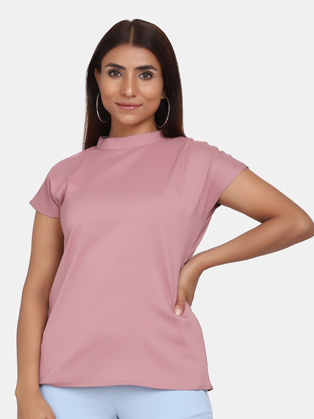 

PowerSutra Women Pink High Neck Stretch Top