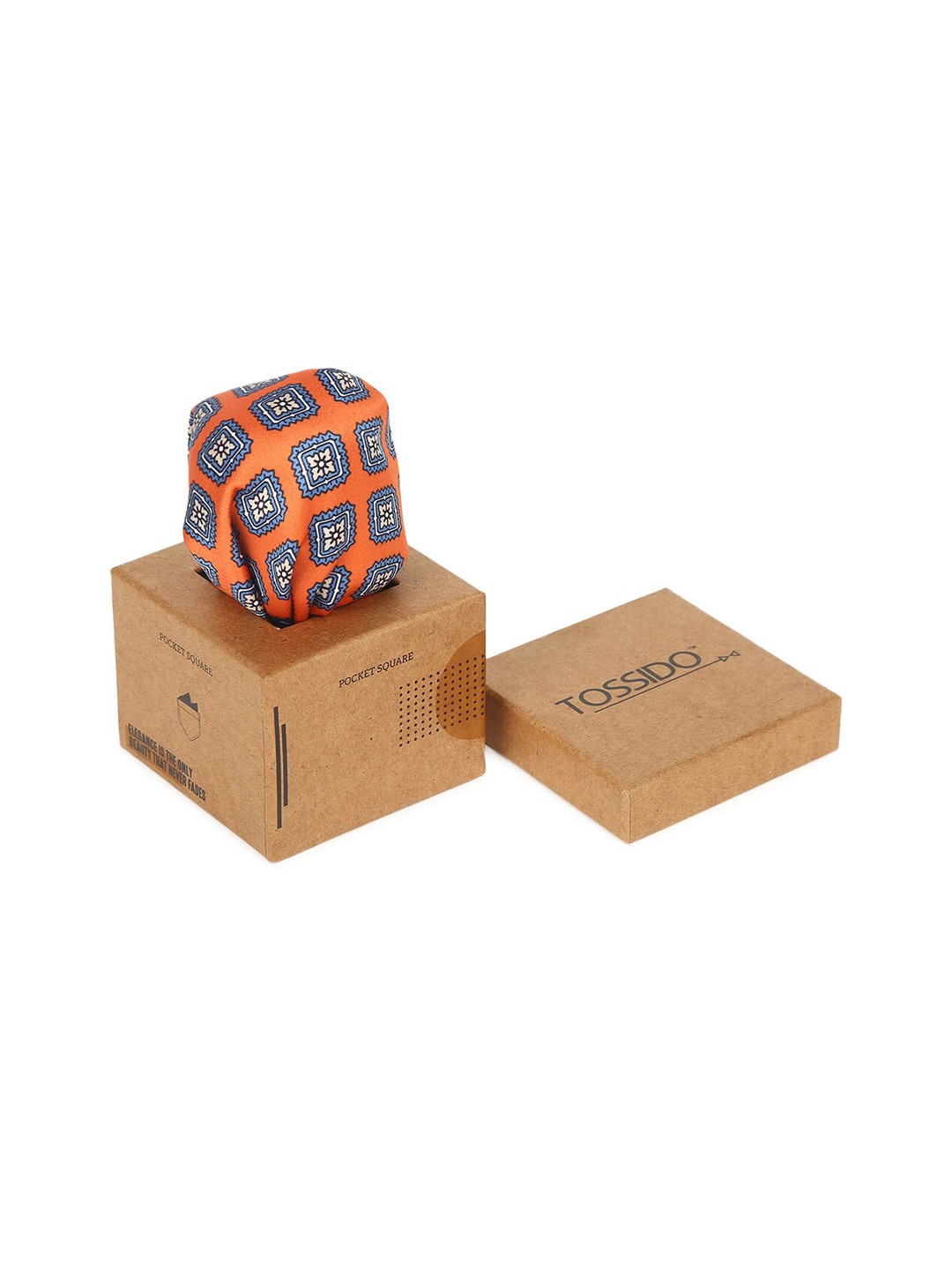 

Tossido Men Blue & Orange Printed Pocket Square
